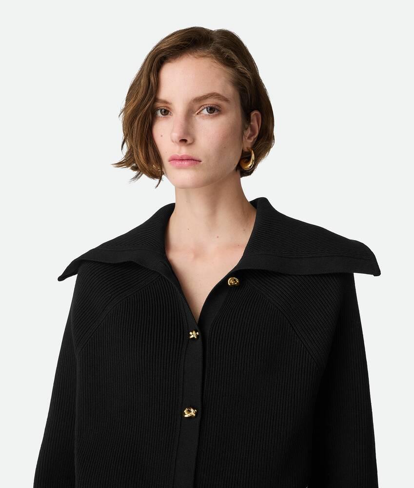 Women's Cotton Rib Cardigan in Black Product Image