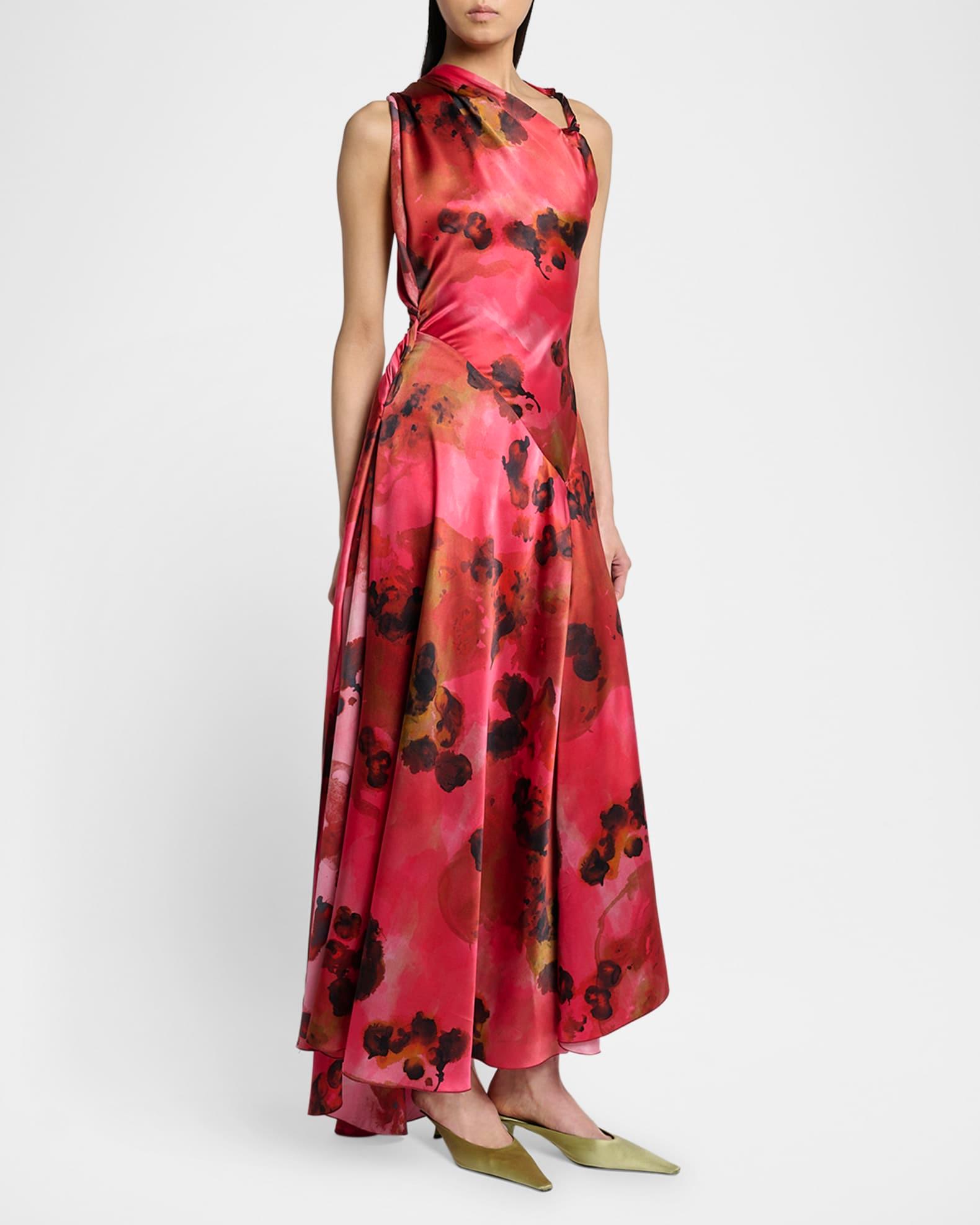 Sleeveless Draped Silk Midi Dress Product Image