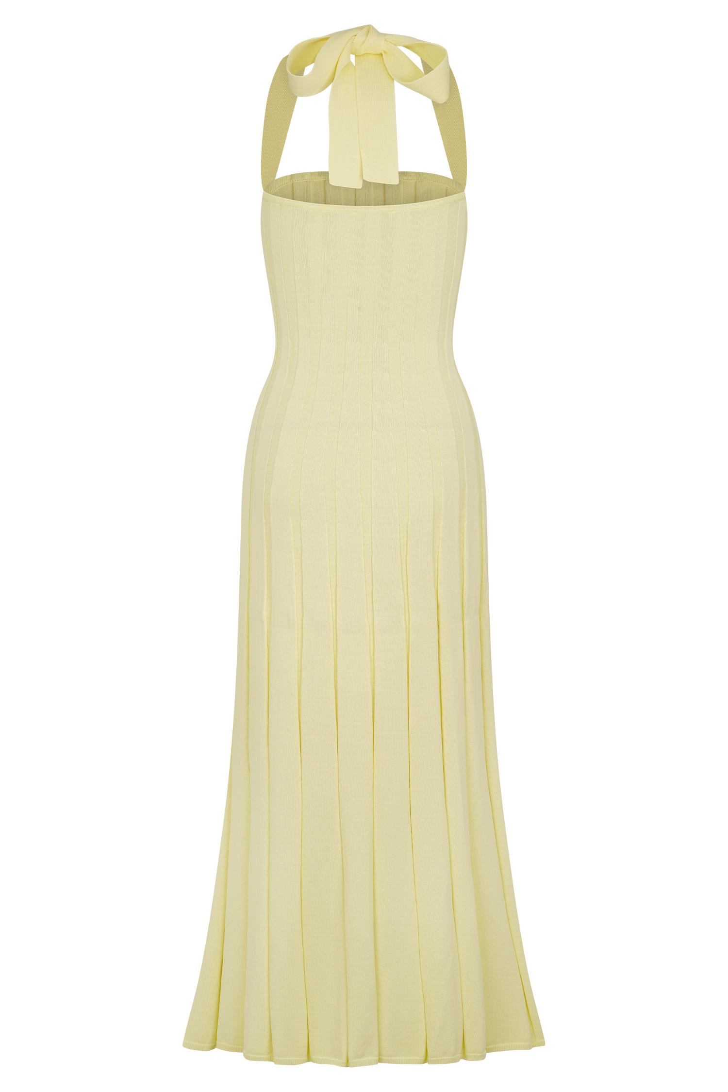 Jacqui Halter Knit Midi Dress - Lemon Product Image