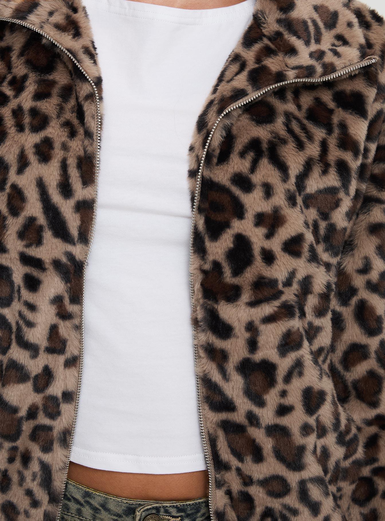 Caine Faux Fur Jacket Leopard Product Image