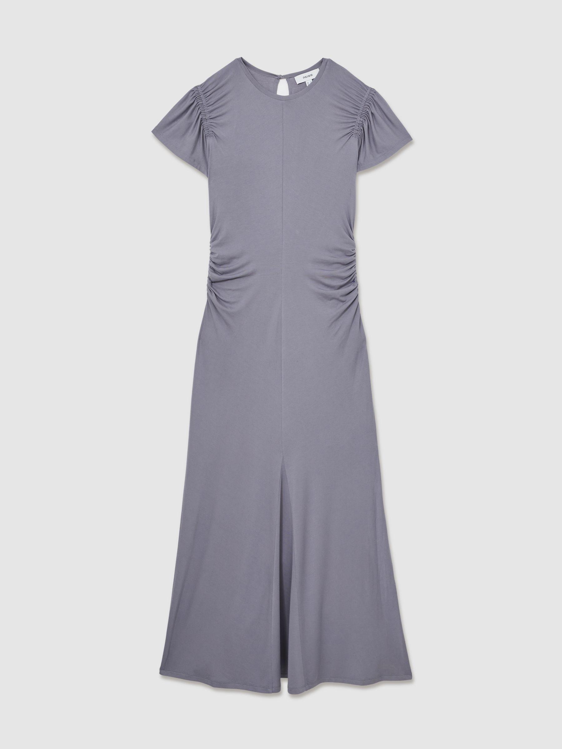 Modal Blend Ruched Jersey Dress in Grey Product Image