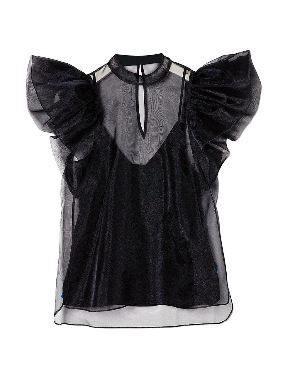 Womens Corina Organza Ruffle-Sleeve Top Product Image