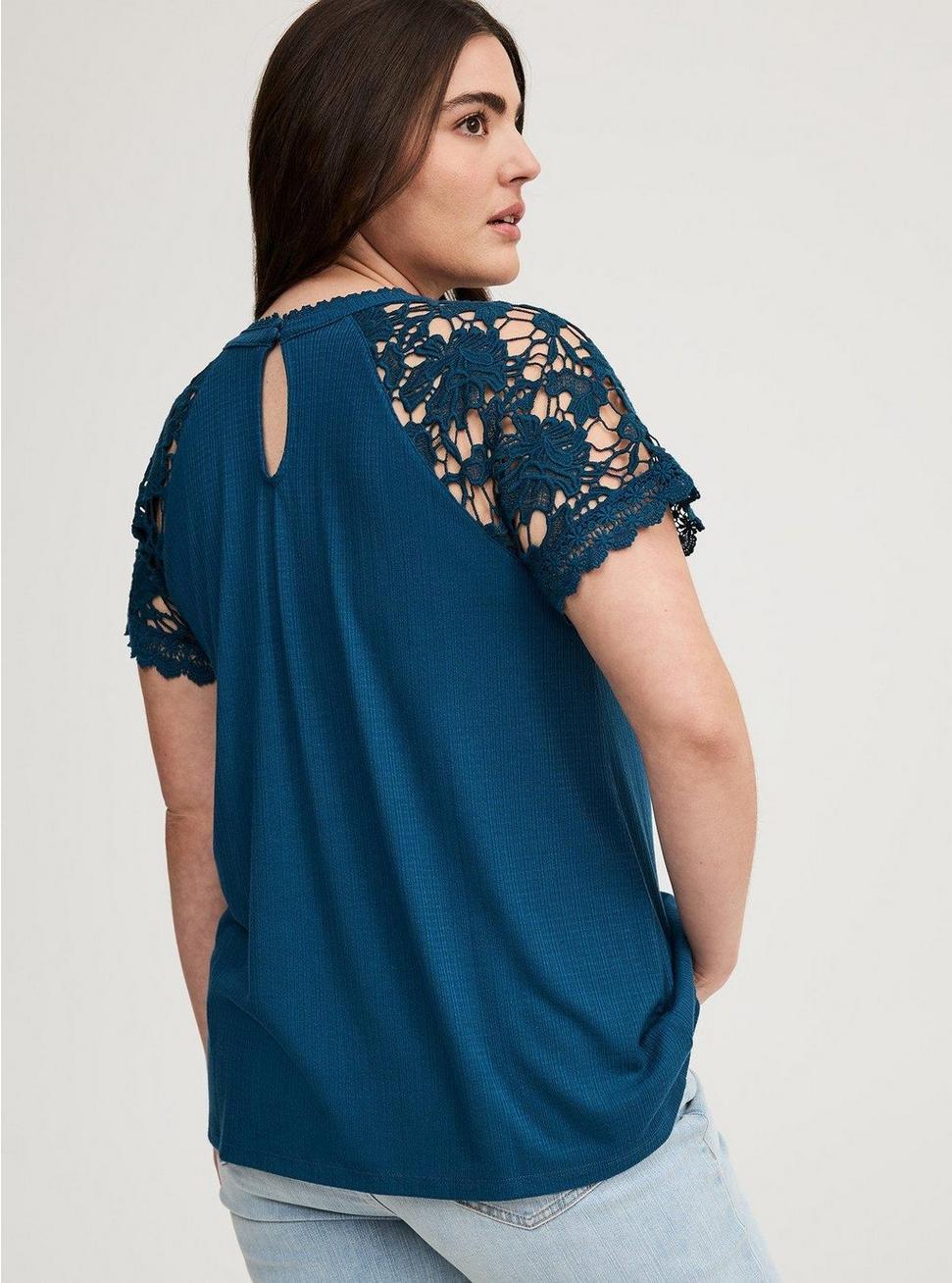 Crochet Raglan Crew Top Product Image