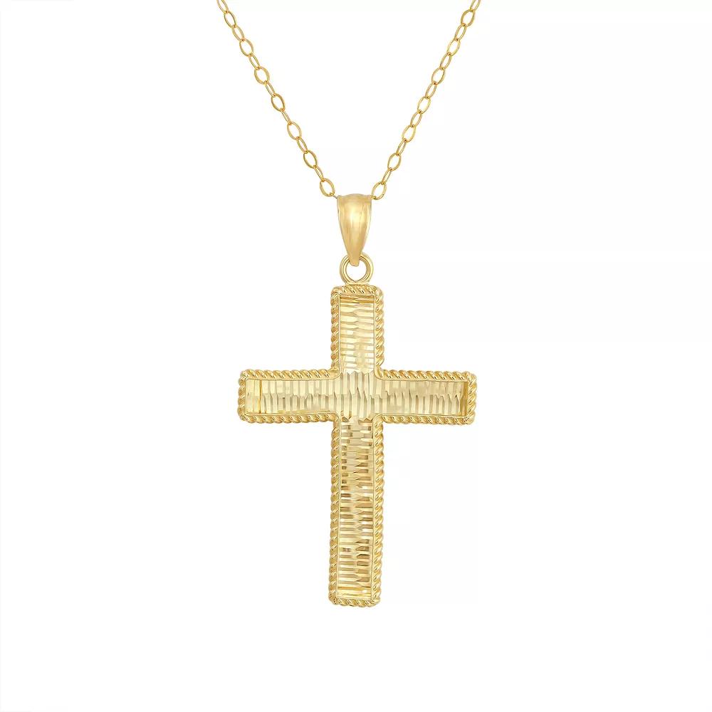 Taylor Grace 10k Gold Mirrored Diamond Cut Cross Pendant Necklace, Women's, Size: 18" Product Image