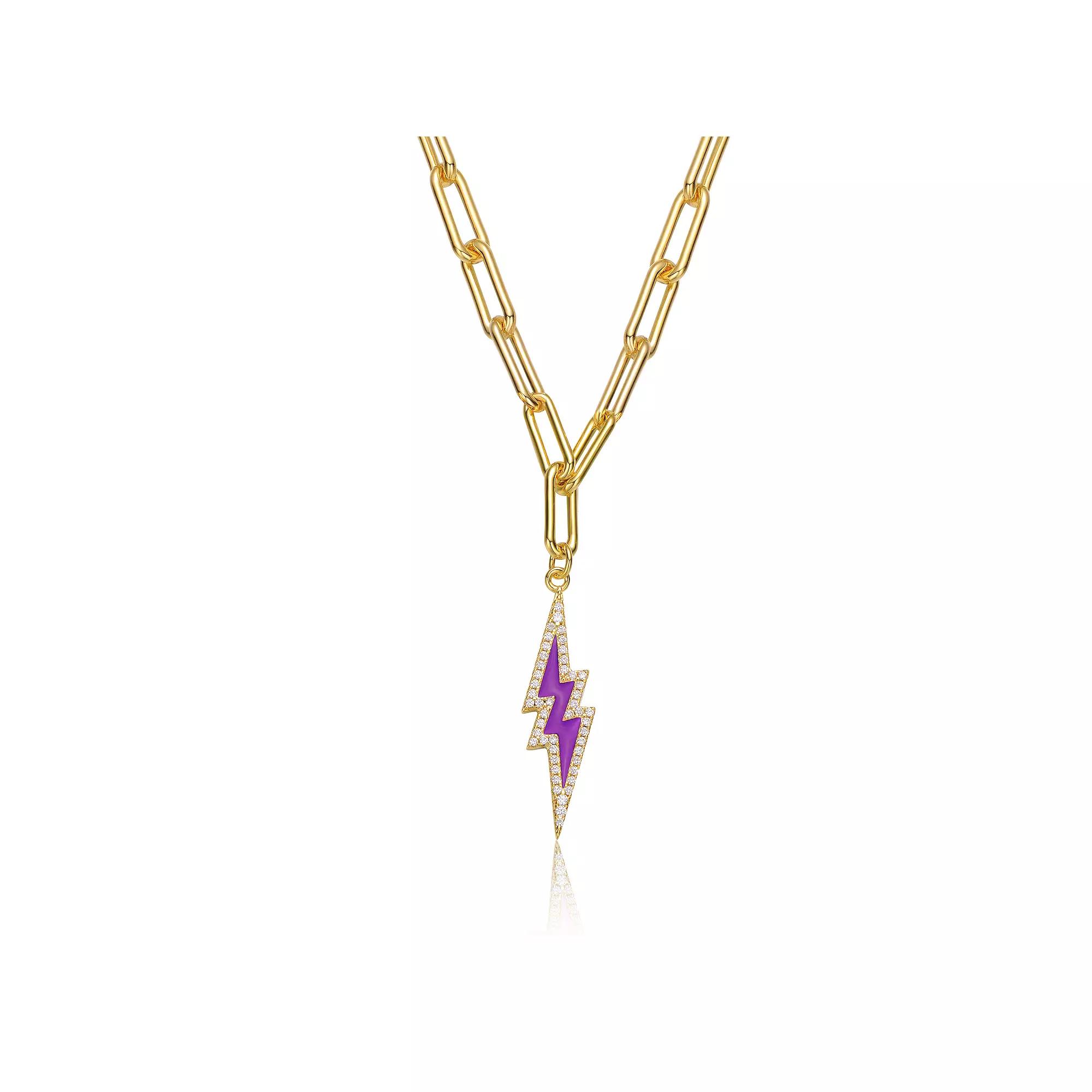 14k Gold Plated Lightning Bolt Pendant Necklace, Women's,  Product Image