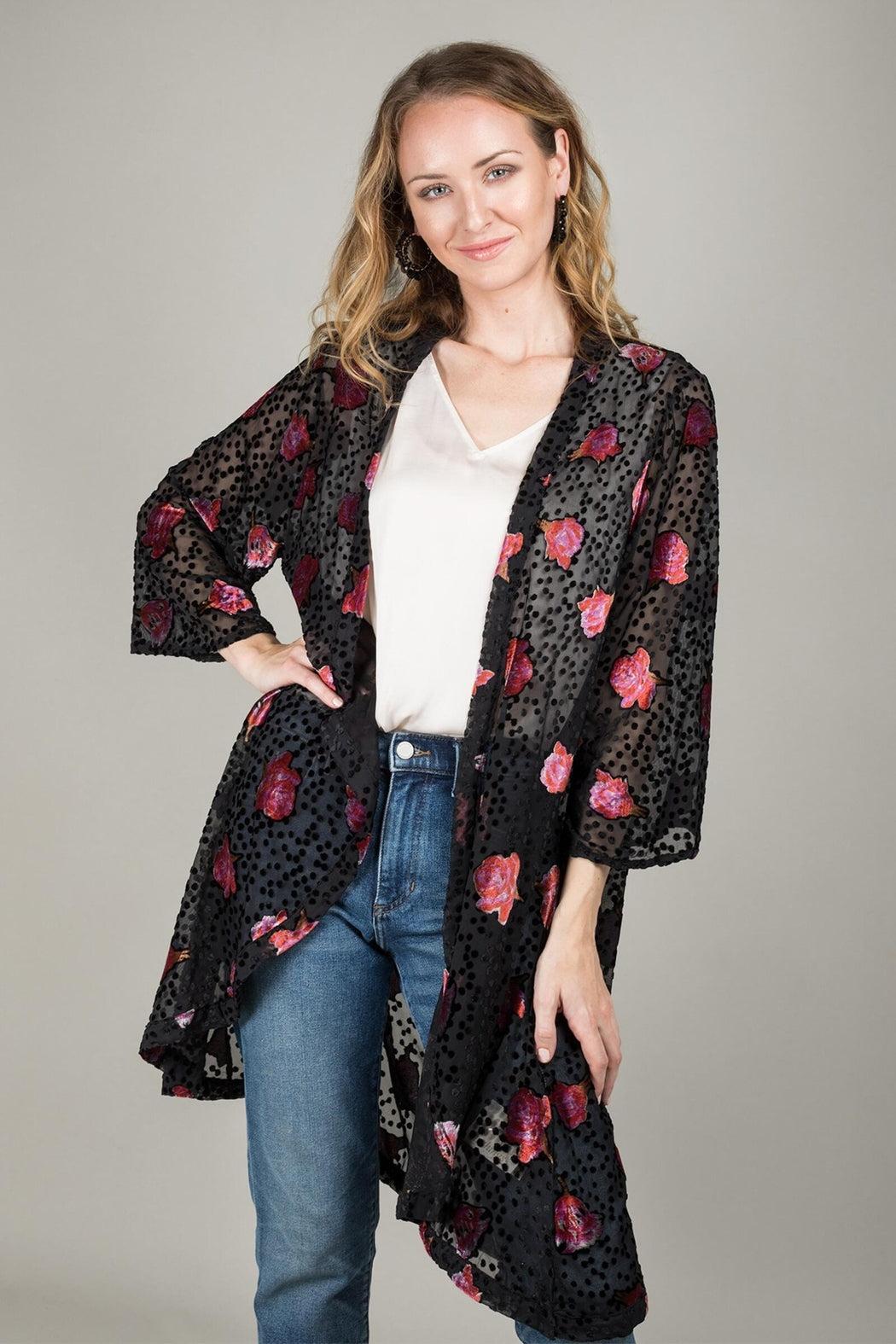 Night Rose Velvet Kimono Product Image