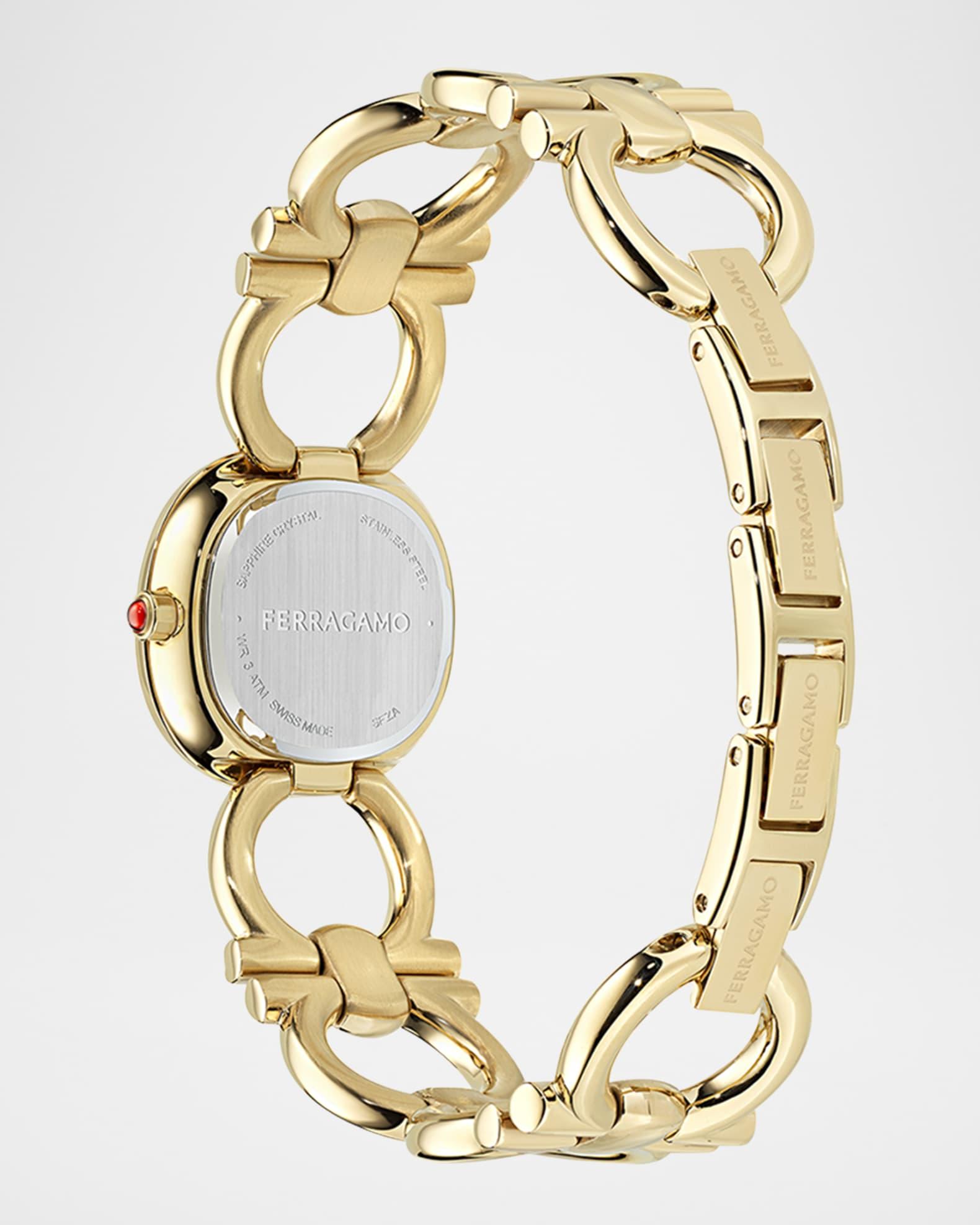 25mm Double Gancini BraceleDouble Gancini 25MM IP Yellow Gold Diamond Watch Product Image