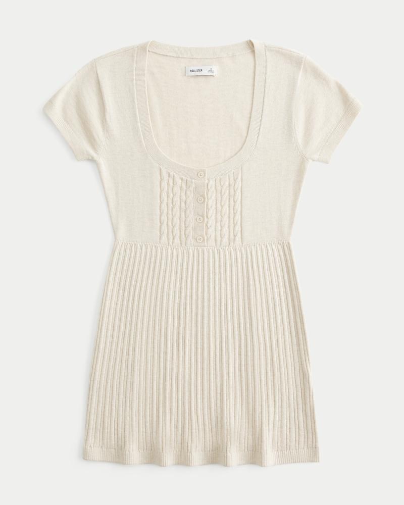 Short-Sleeve Henley Babydoll Top Product Image