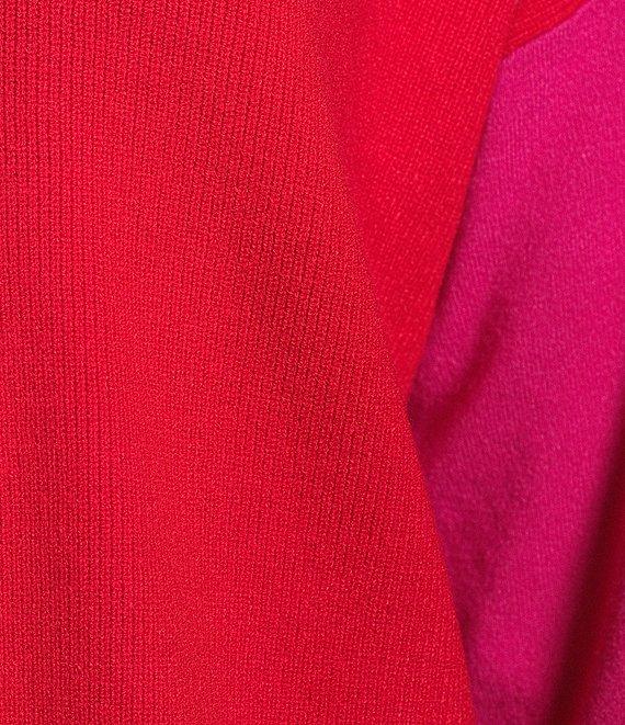 DKNY by Donna Karan Colorblock V-Neck Long Sleeve Sweater Product Image