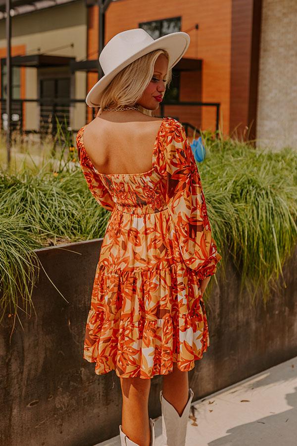 Fall Foliage Smocked Mini Dress Product Image