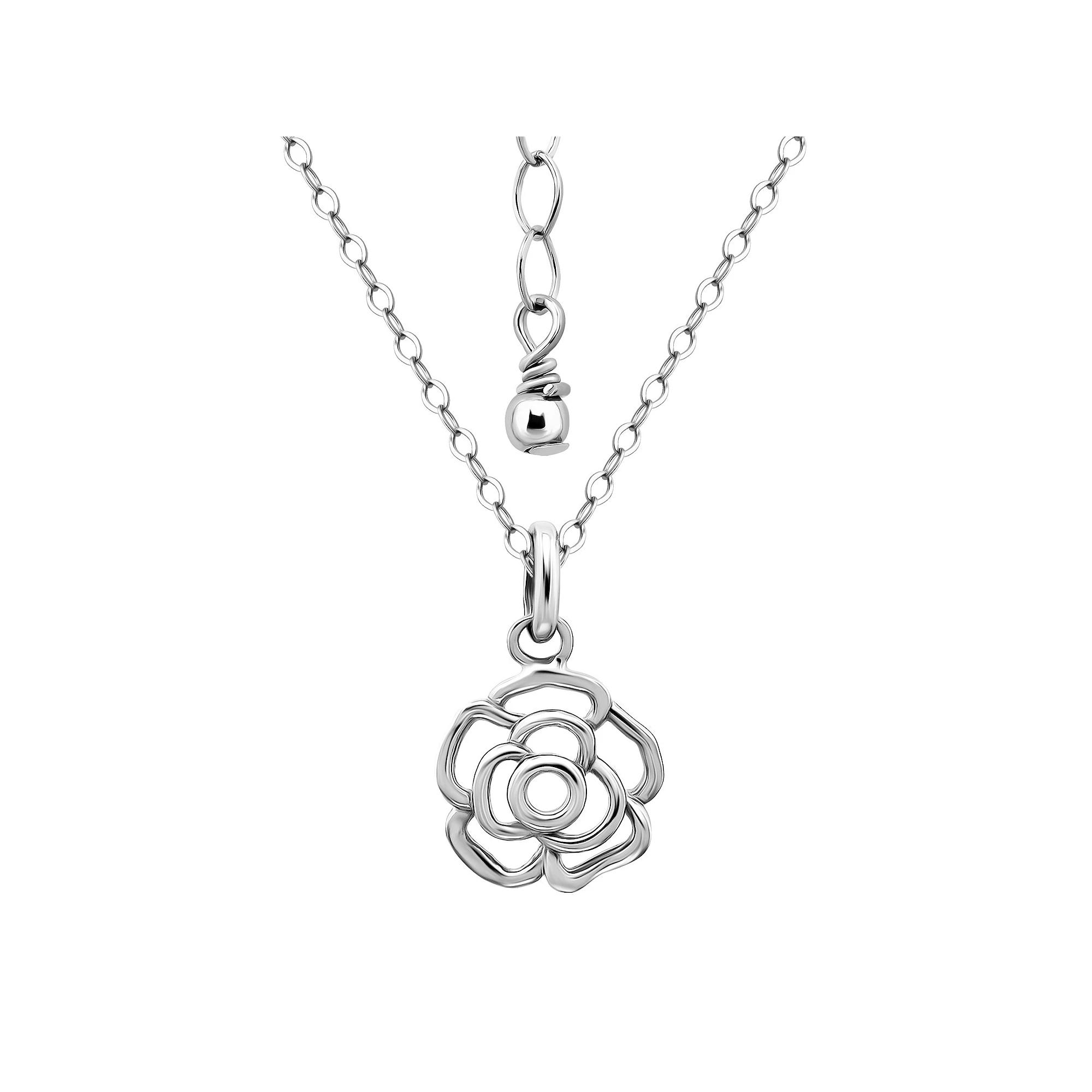 Aleure Precioso Sterling Silver Rose Pendant Necklace, Women's, Size: 16-18" ADJ Product Image