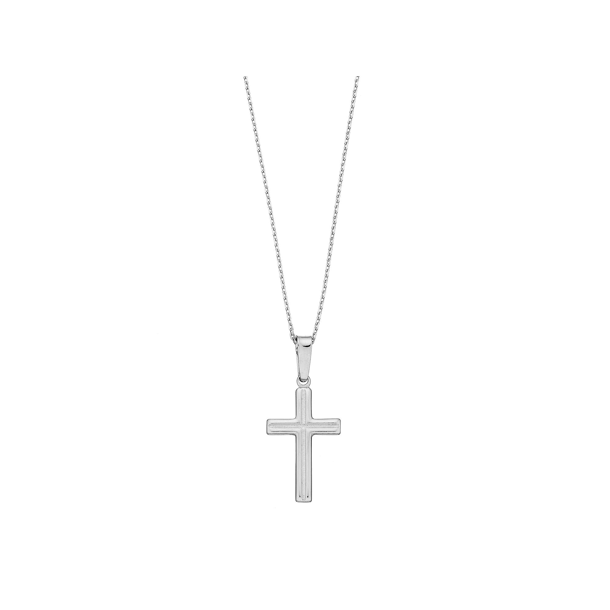Sterling Silver Textured Cross Pendant Necklace, Women's, Size: 18" Product Image