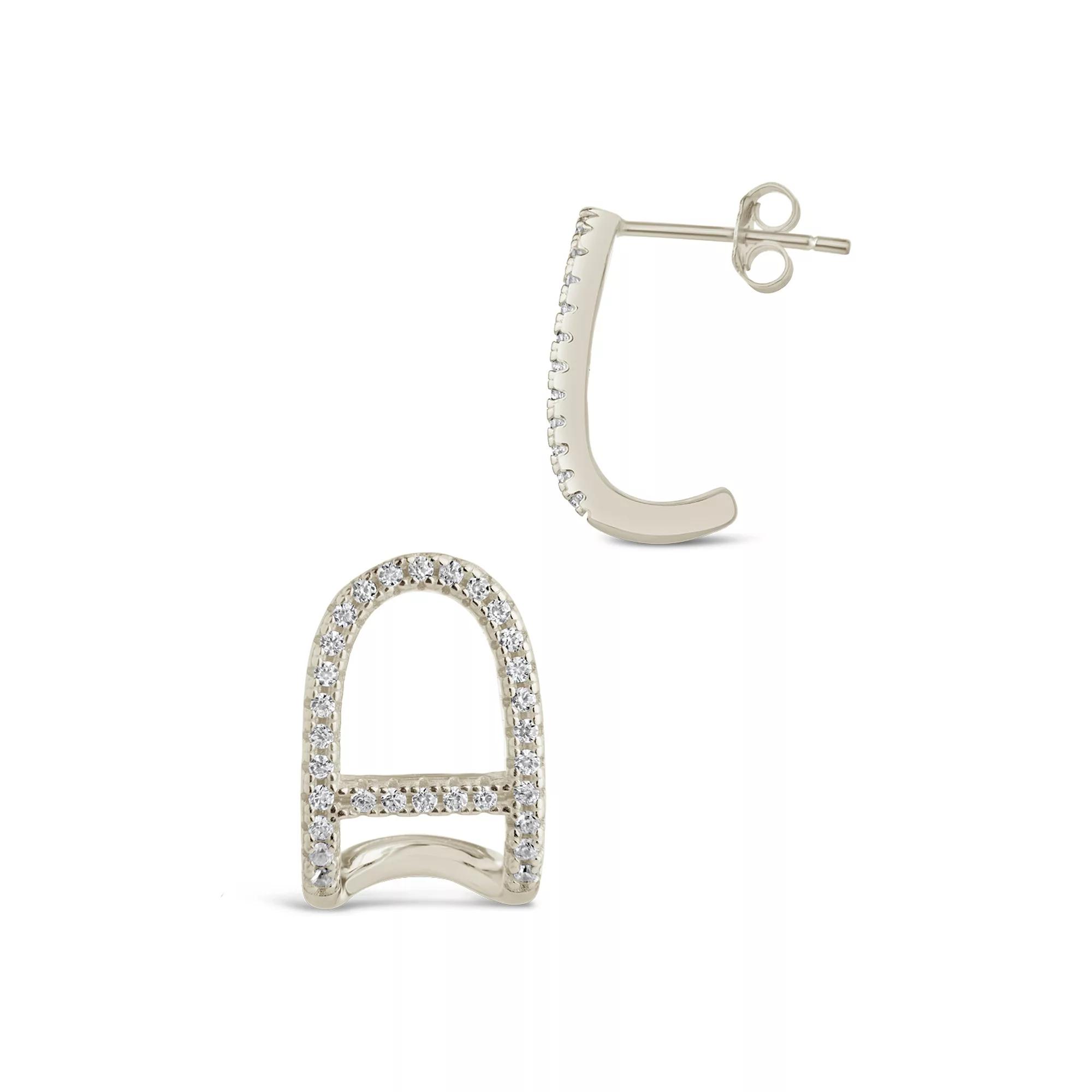 MC Collective Sterling Silver Ezra Cubic Zirconia Chain Suspender Stud Earrings, Women's, Silver Tone Product Image