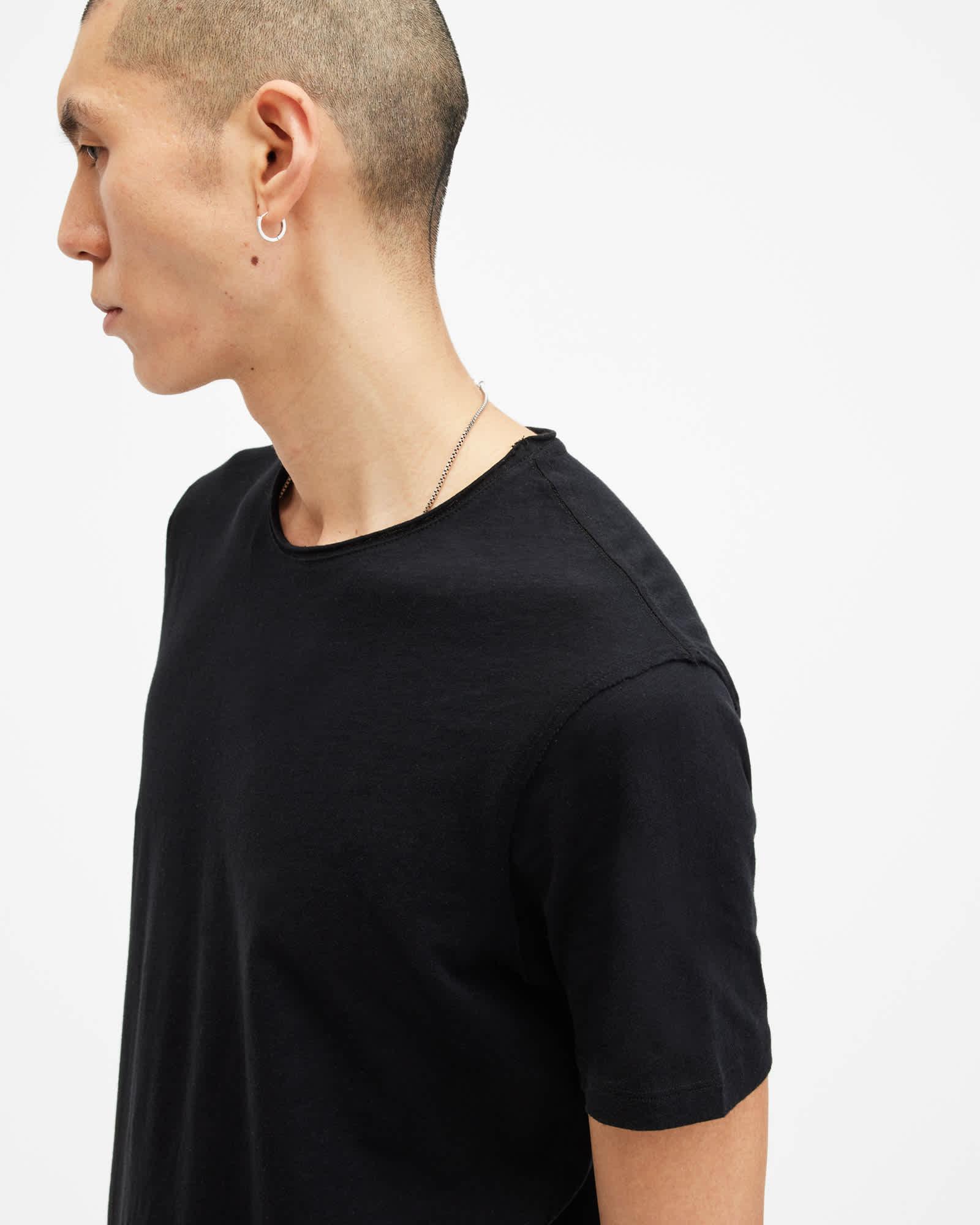 Figure Crew Neck Raw Edge T-Shirt Jet Black | ALLSAINTS US Product Image