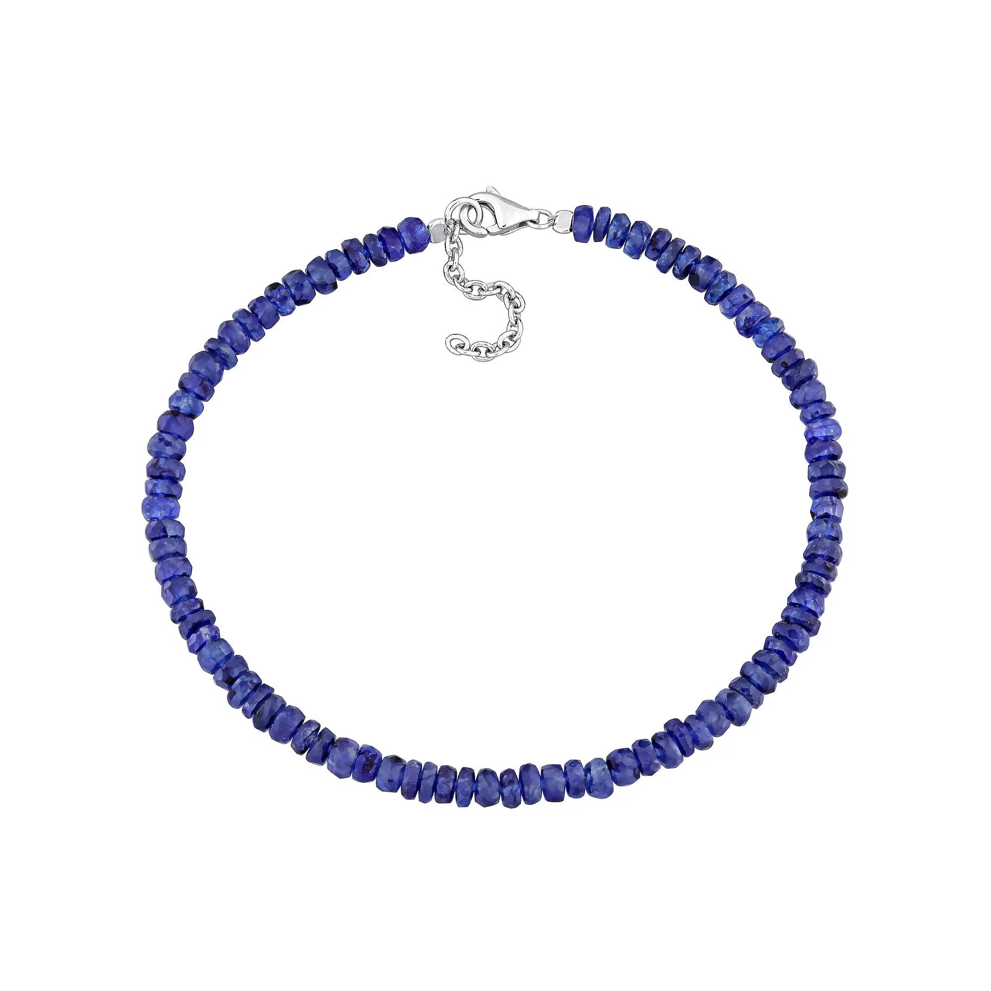 Stella Grace Sterling Silver Fancy Blue Sapphire Beaded Bracelet, Women's,  Product Image