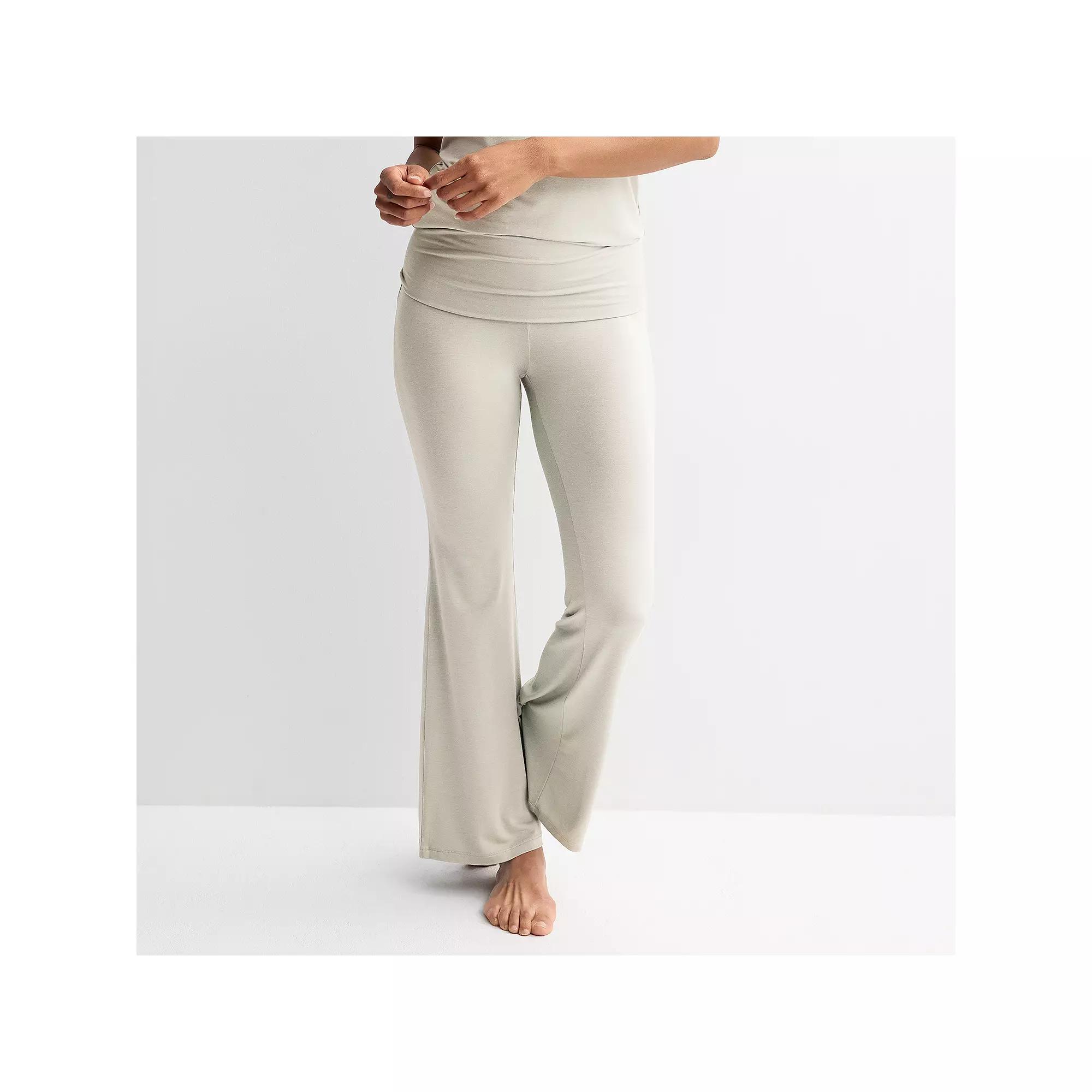Women's Sonoma Goods For Life® Fold Over Sleep Pants, Size: Large Long, Ivory Silk Product Image