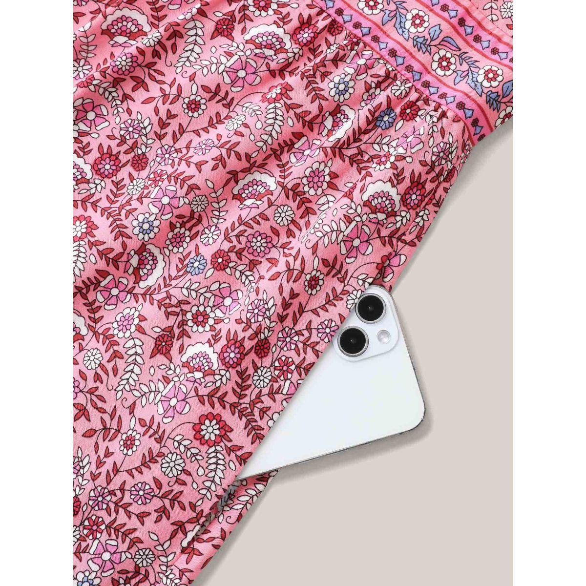 Plus Size Rayon Floral Print Stretchy Waist Maxi Dress DustyPink Women Boho V-neck Sleeveless Curvy BloomChic 10/M Product Image