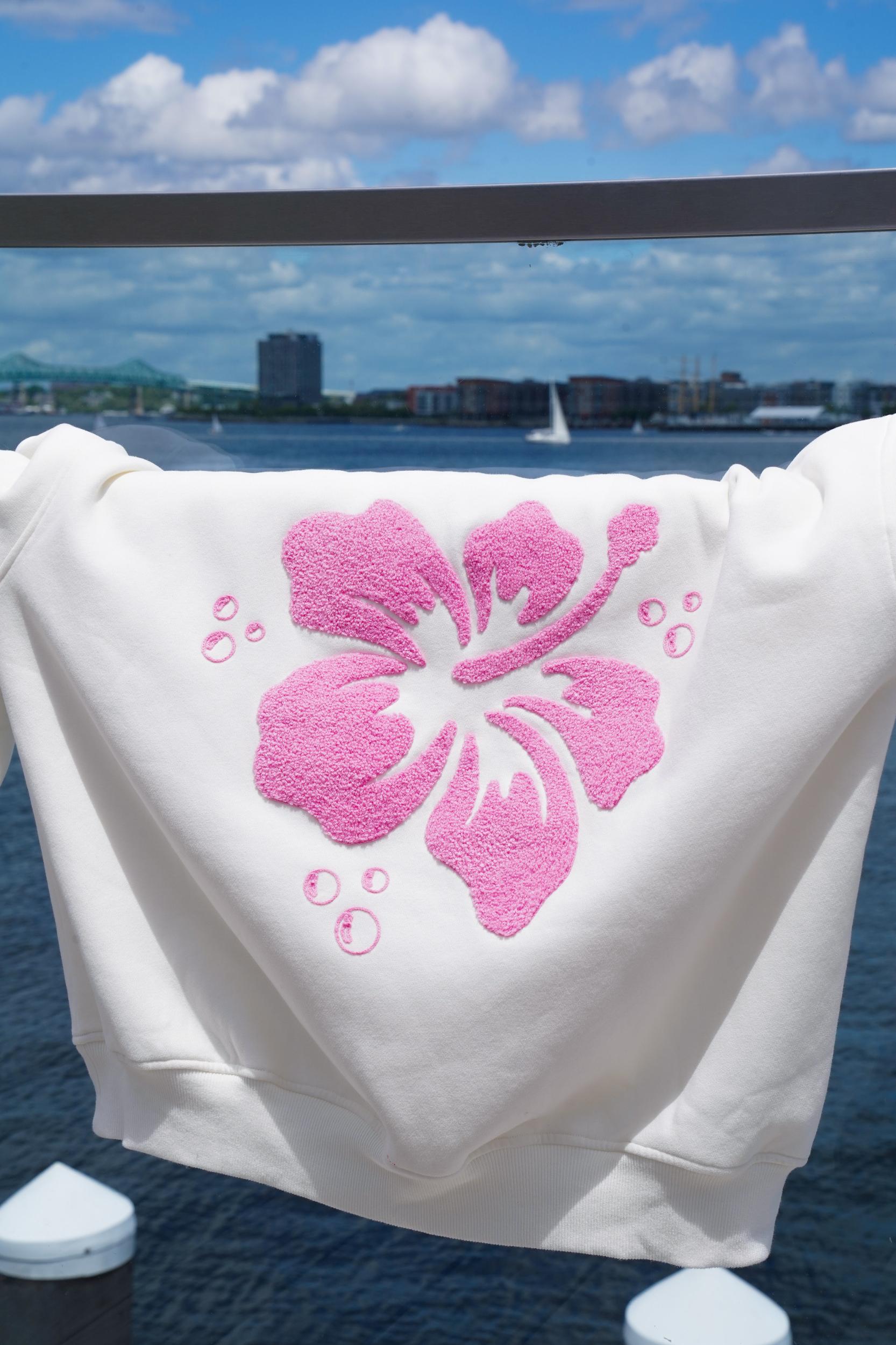 Ivory Hibiscus Flower Sweatshirt Product Image