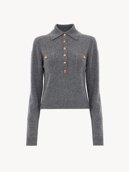 Polo sweater in wool & cashmere Product Image