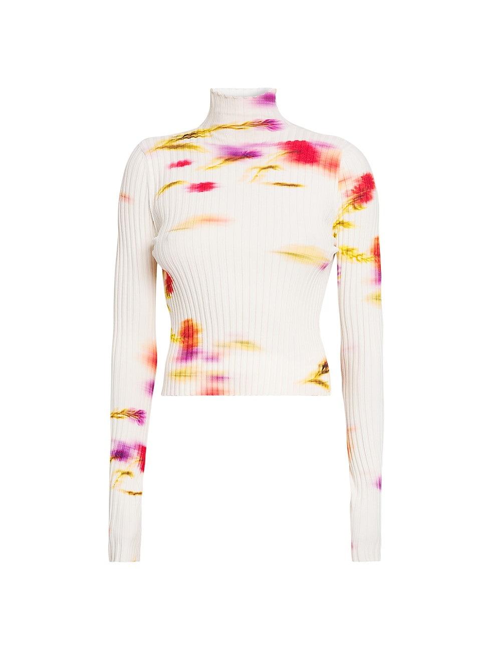 Womens Blossom Flower Rib-Knit Sweater Product Image