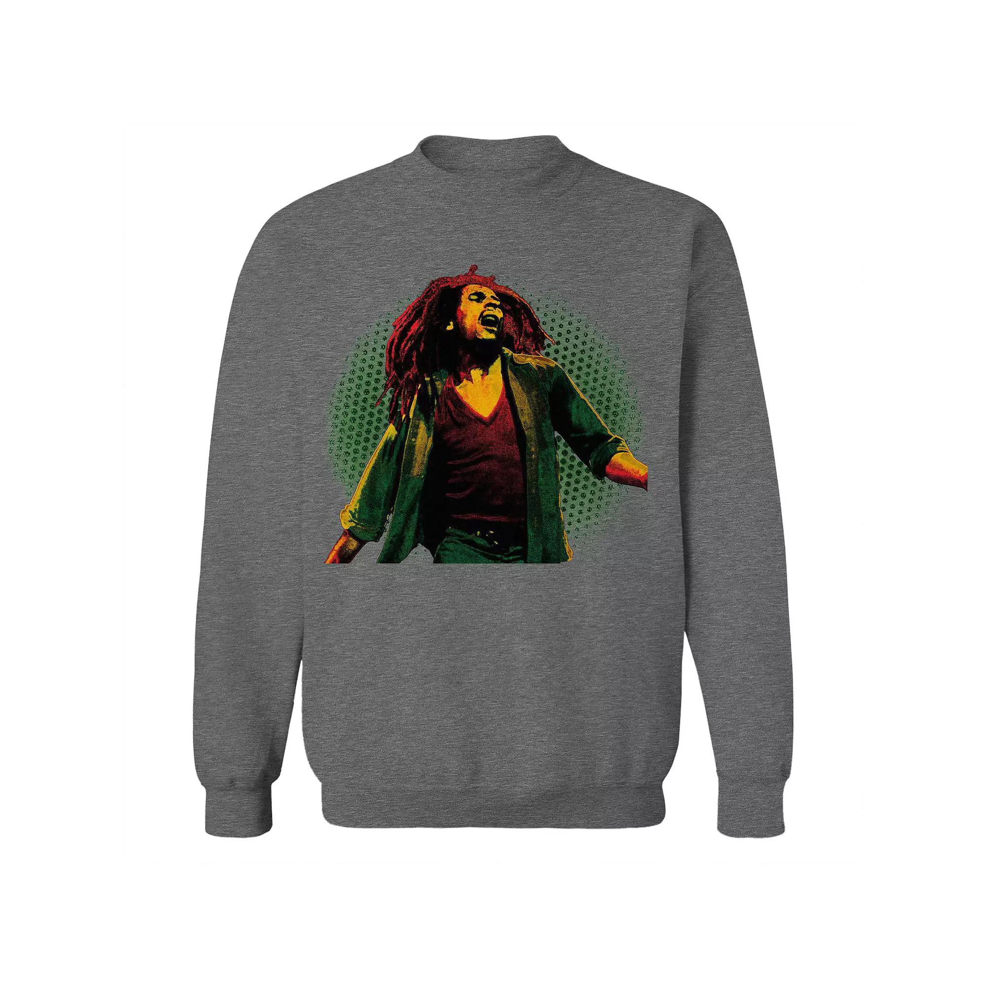 Junior's Bob Marley Halftone Background Graphic Fleece Sweatshirt, Women's,  Product Image