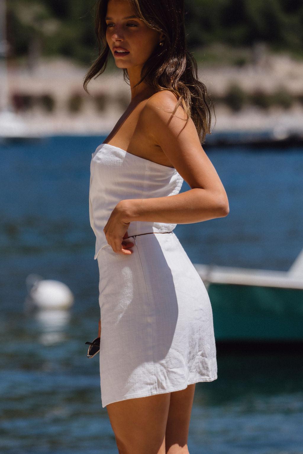Diane White Strapless Linen Top Product Image