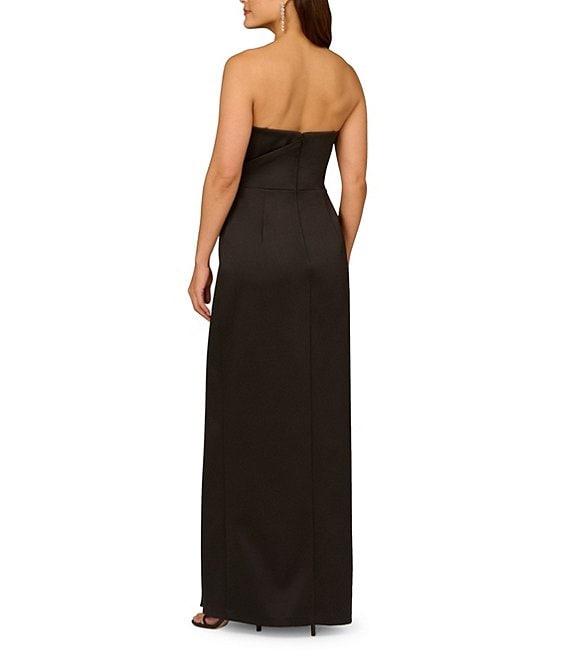 Aidan Mattox Satin Strapless Side Slit Sheath Dress Product Image