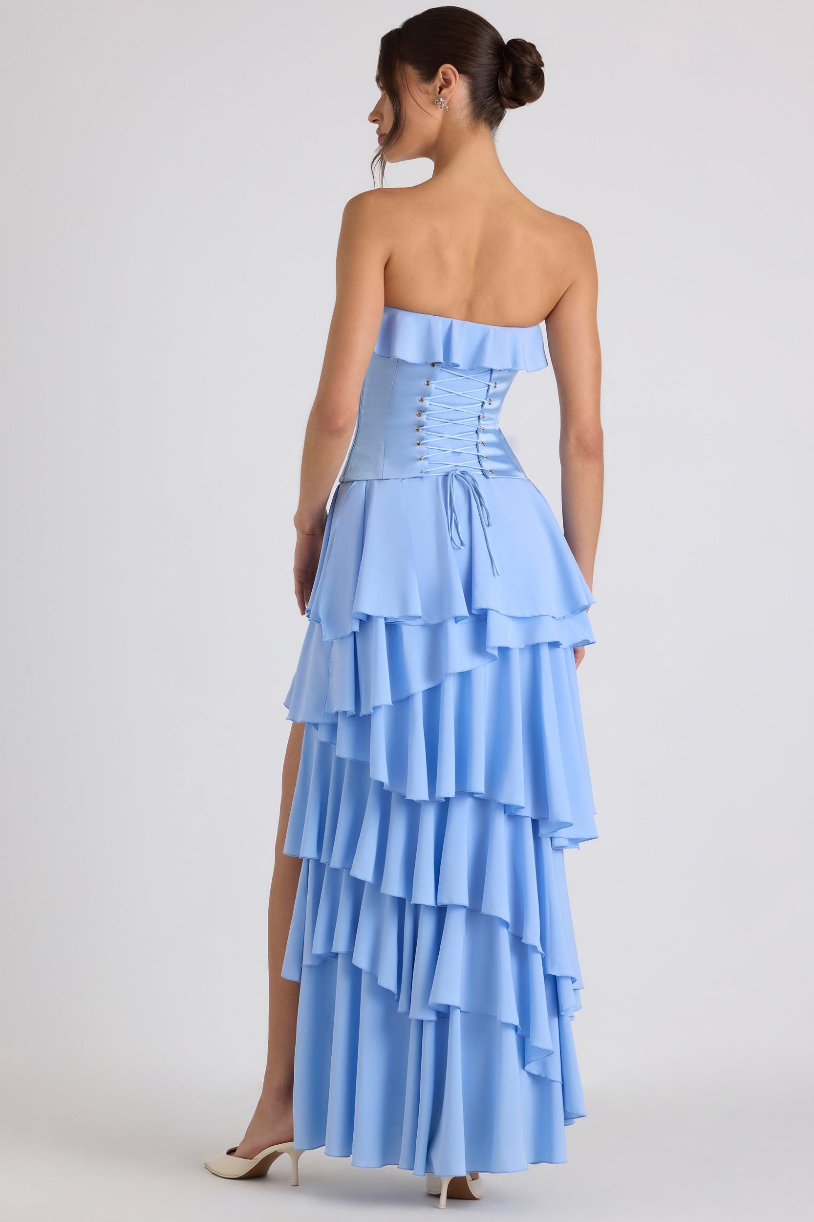 Tiered Corset Gown in Sky Blue Product Image
