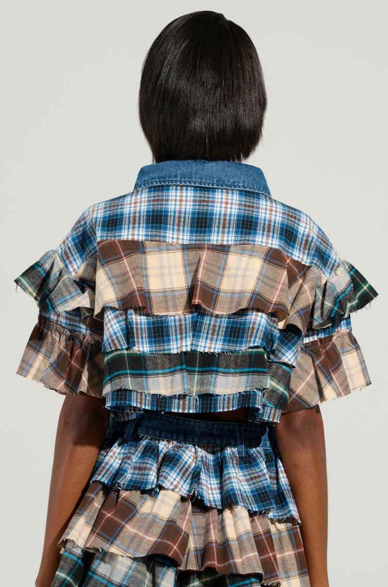 OVERRATED PLAID BUTTON DOWN BLOUSE Product Image