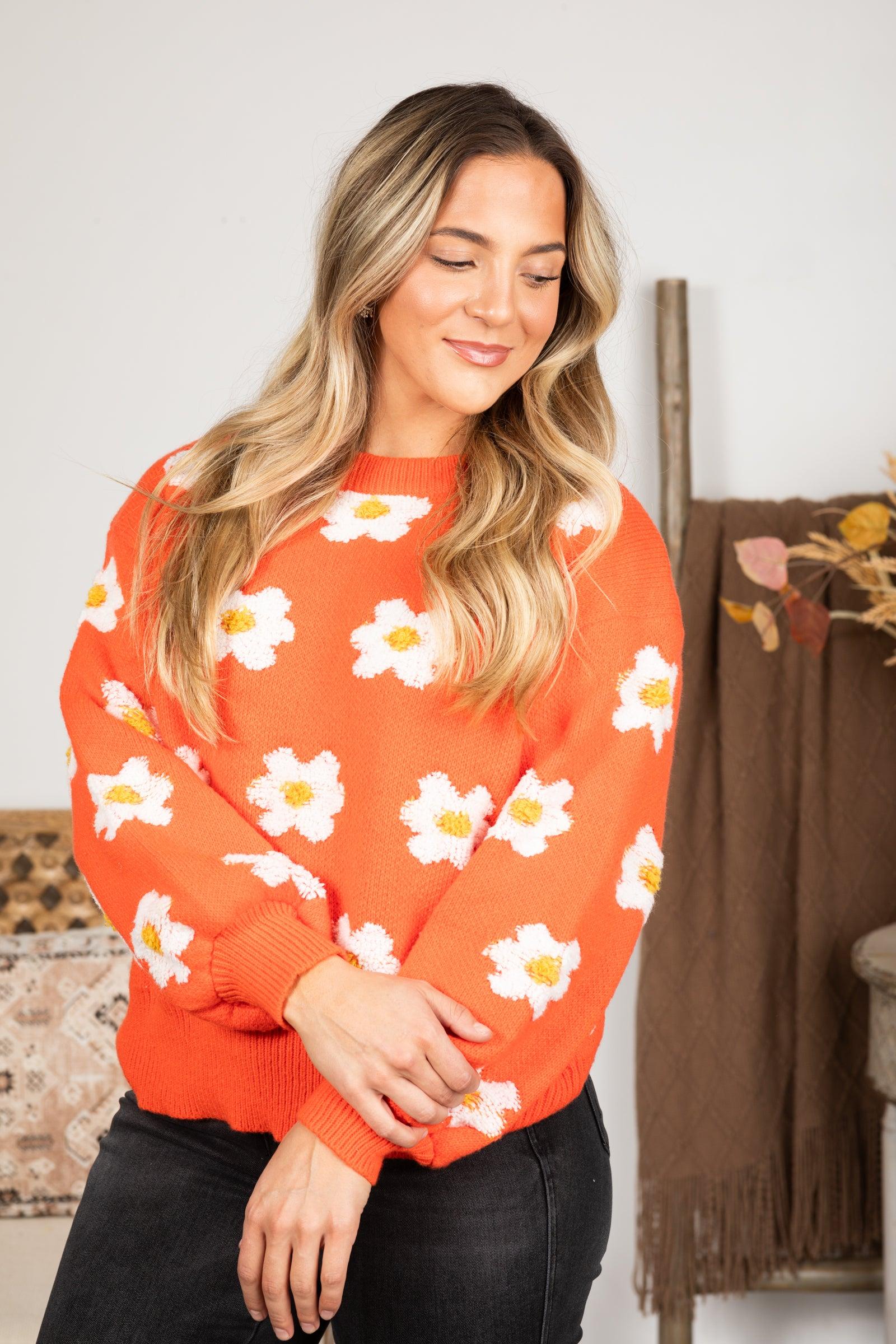 Oversize Daisy Floral Pattern Sweater Product Image