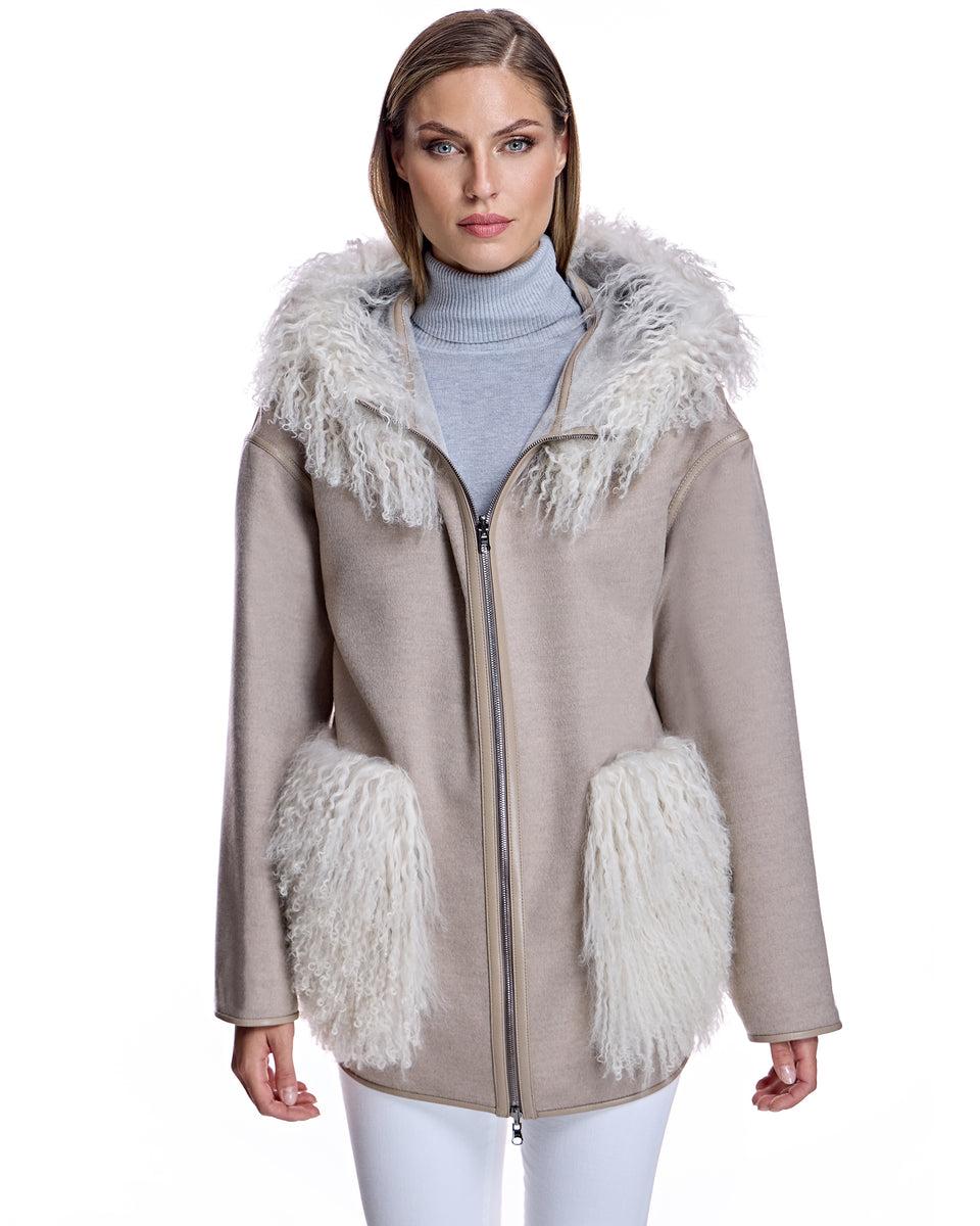 Wool blend Jacket with Mongolian Trim-Maximilian Product Image