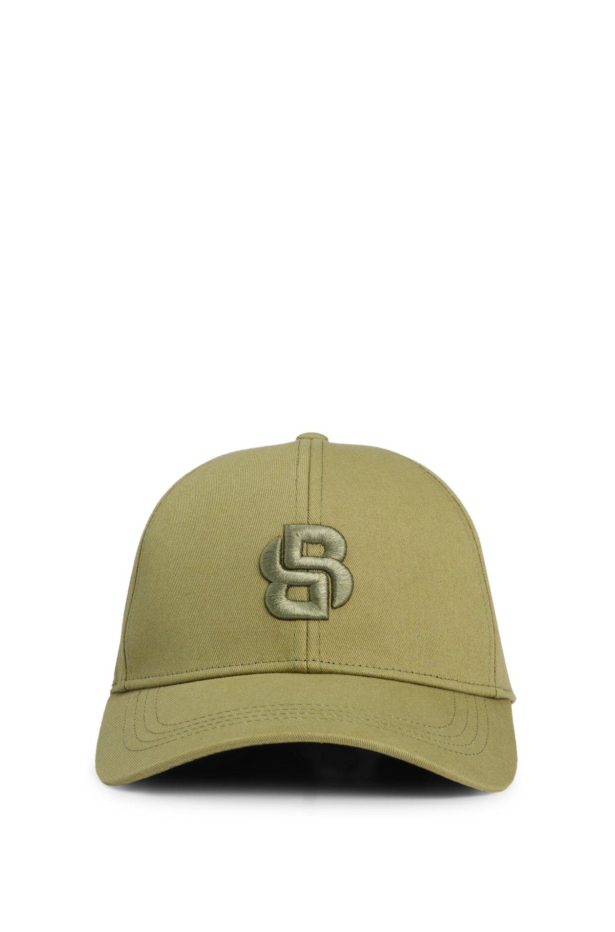 BOSS - Cotton-twill cap with embroidered Double B monogram - Green Product Image