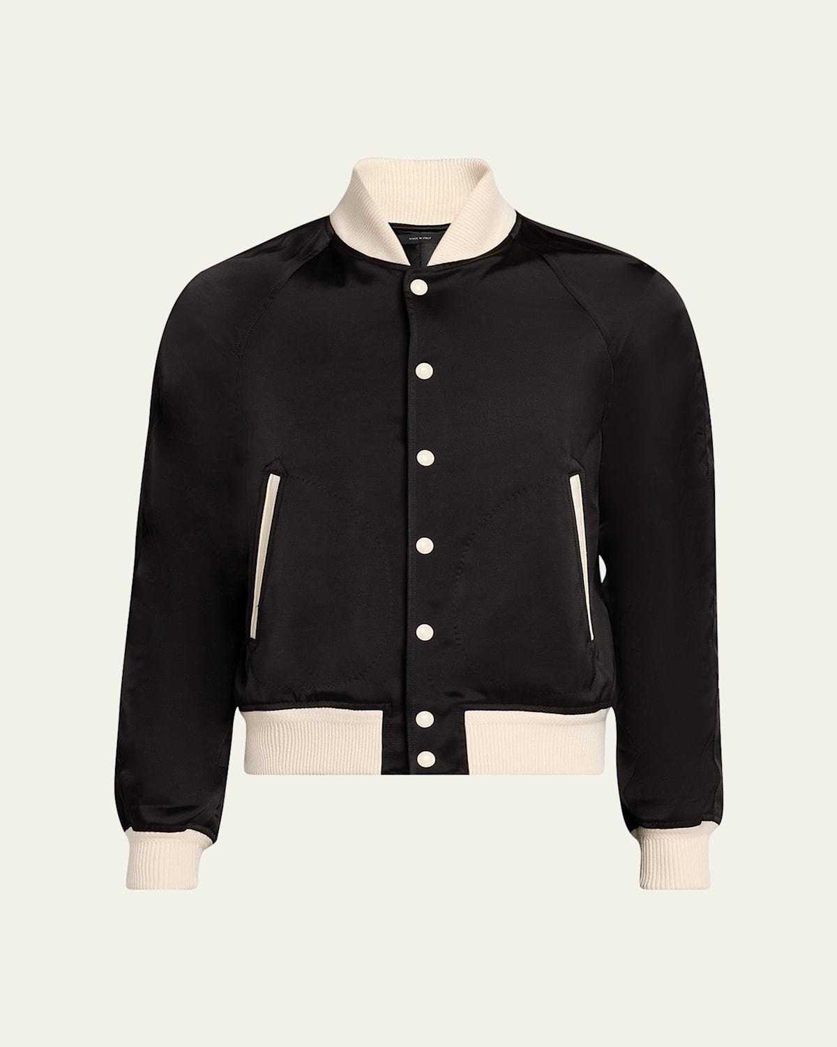 Men's Satin Snap-Front Bomber Jacket Product Image