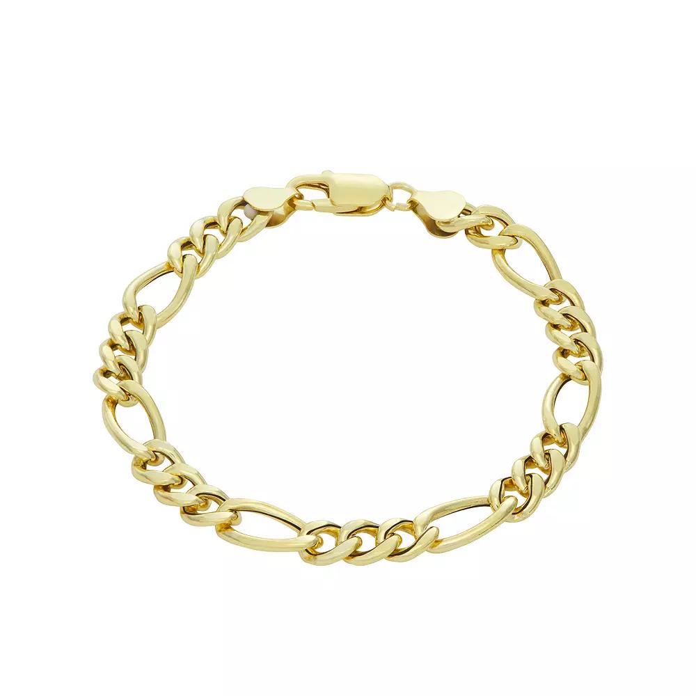 Giorgio di Vicenza Sterling Silver Men's Italian Figaro Chain Bracelet, Size: 8", Gold Tone Product Image