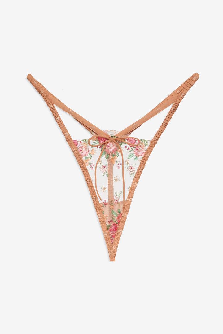 Glimmer Rosebud Thong Panty — Terracotta Product Image