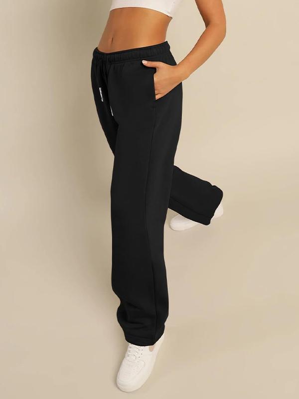 Solid Drawstring Loose Sweatpants Product Image
