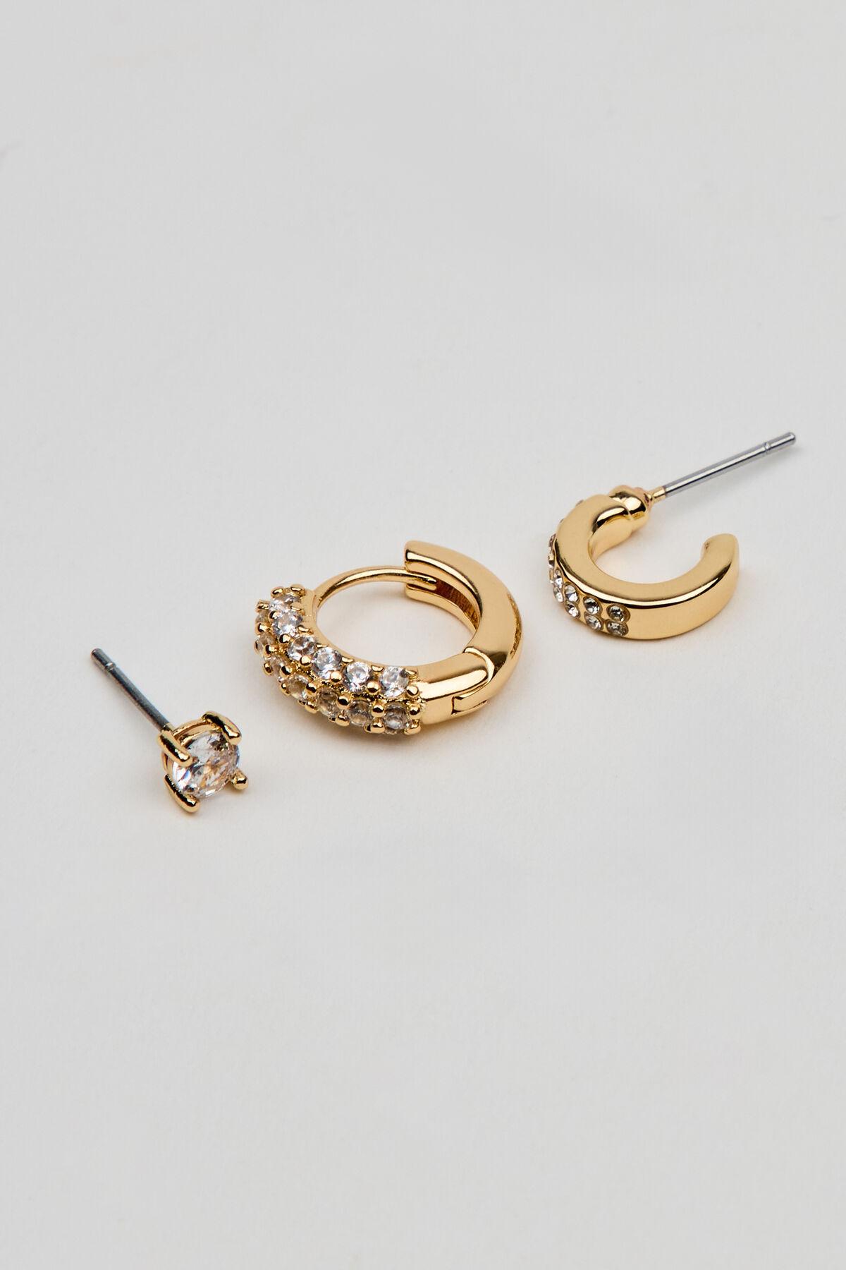 3 Pack Gem Stud & Hoop Earrings Product Image