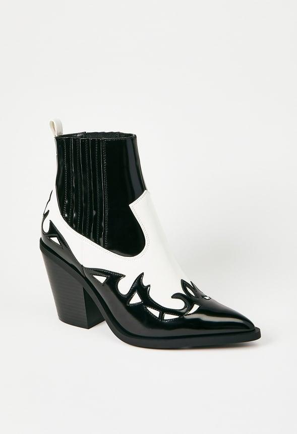 JustFab Margaux Platform Loafer Pump Womens Black/ White Size 8.5 Product Image