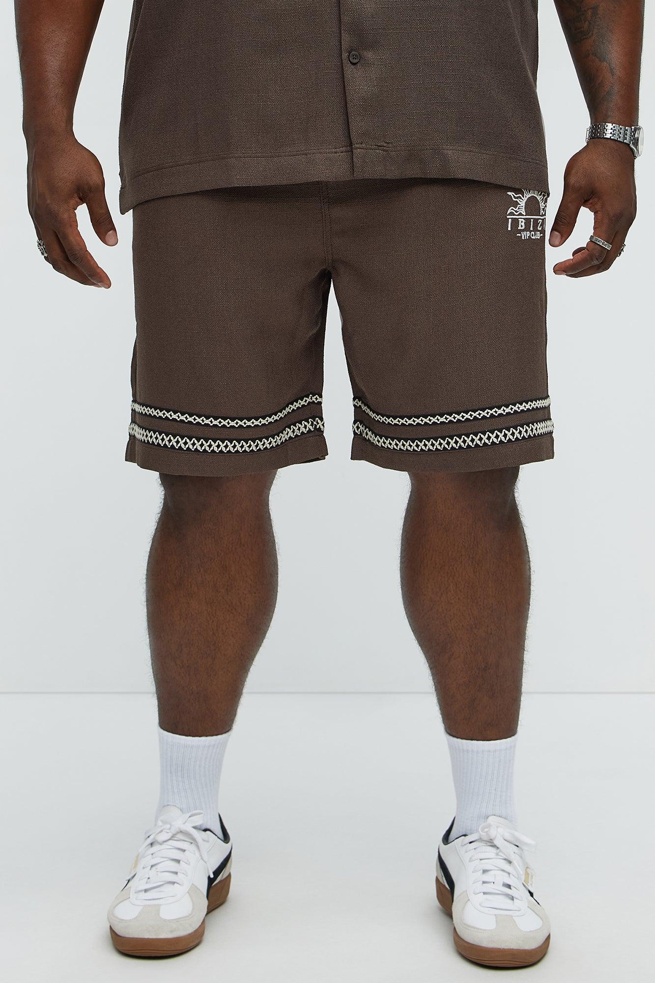 Ibiza VIP Club Linen Like Relaxed Shorts - Chocolate Product Image