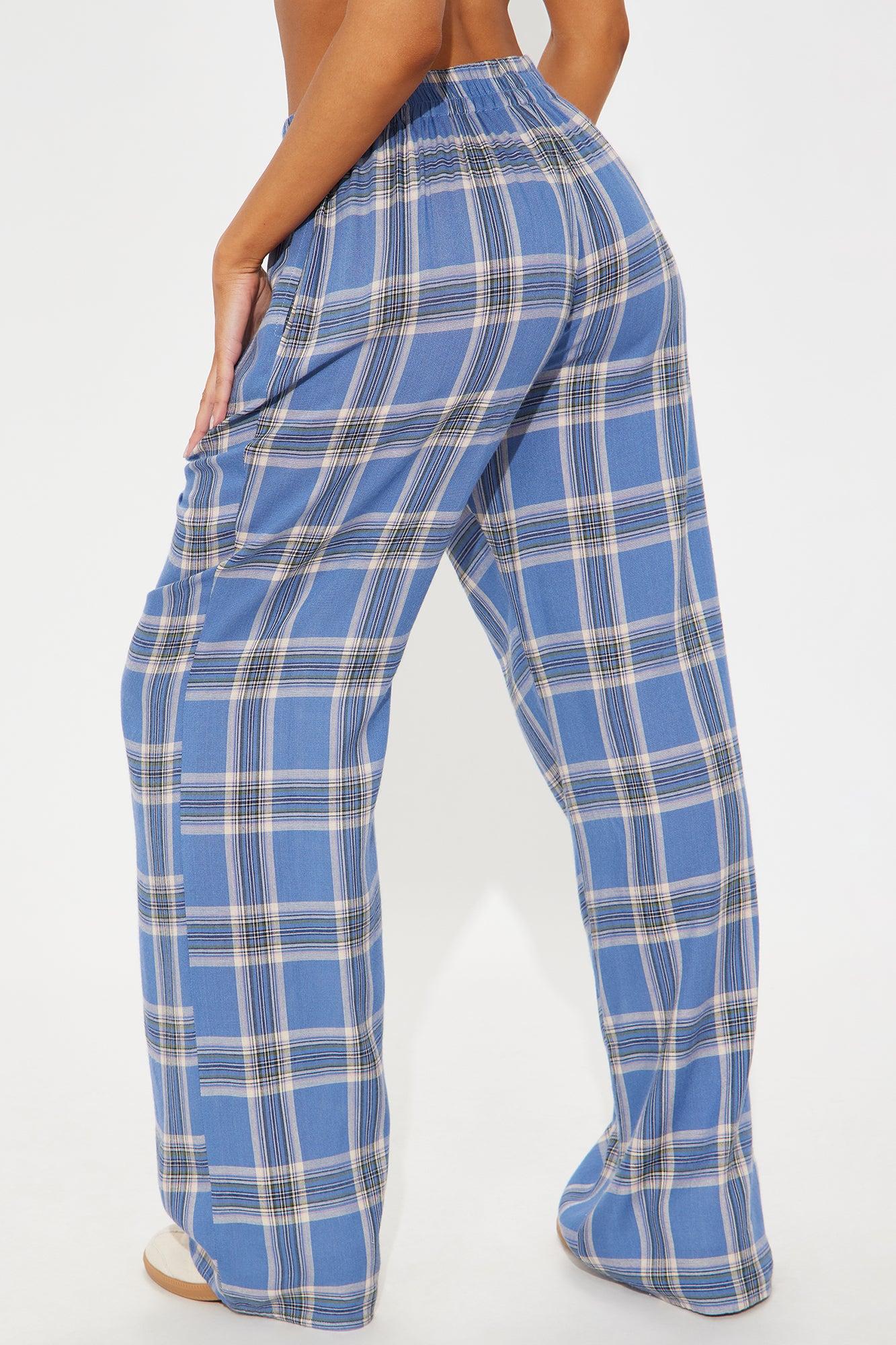 Crazy About You Plaid Boxer Pant - Blue/combo Product Image