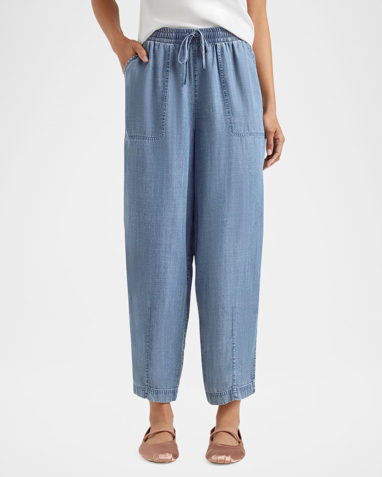 Ryan Indigo Drawstring Barrel-Leg Pants Product Image