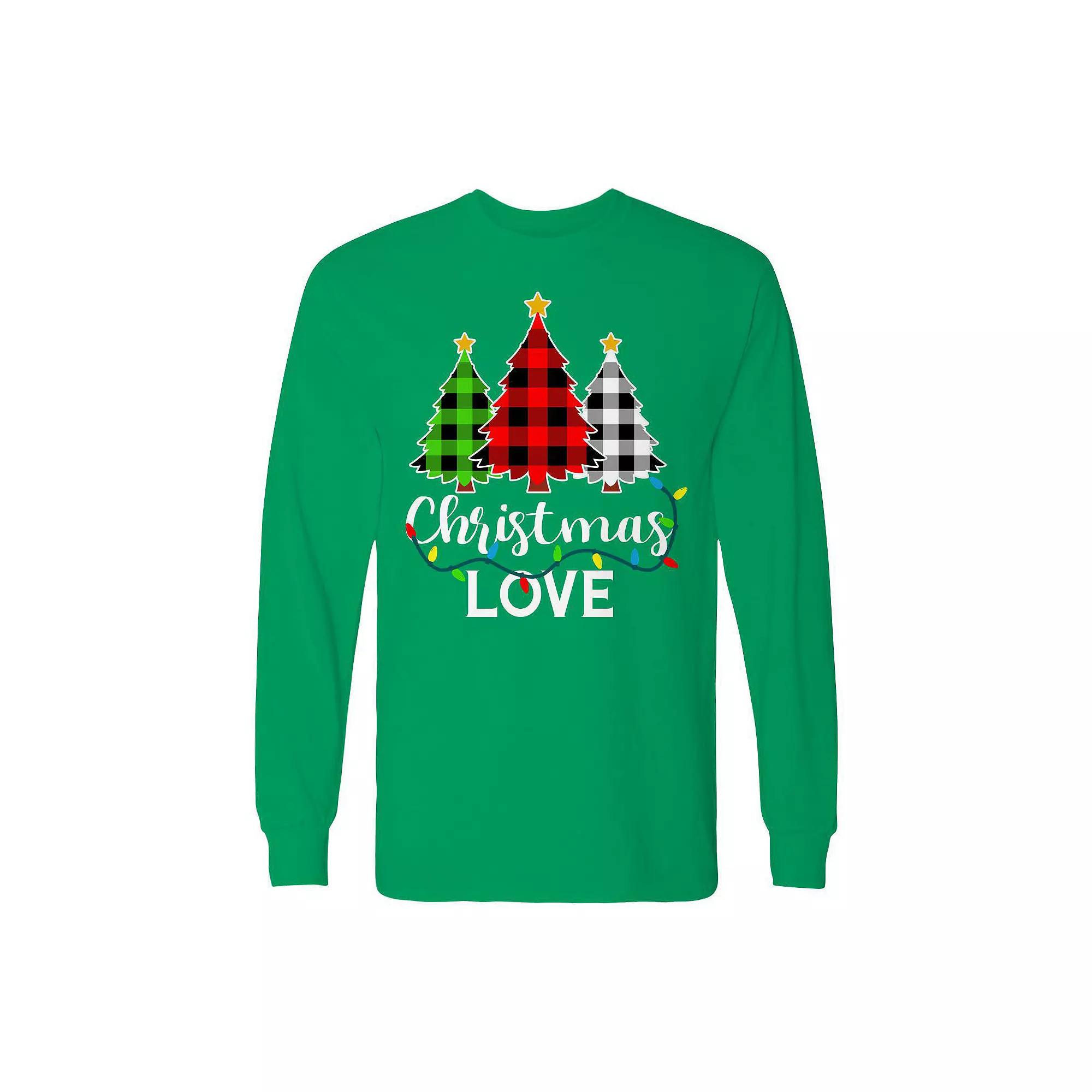 Men's Christmas Love Trees Long Sleeve Graphic Tee,  Product Image