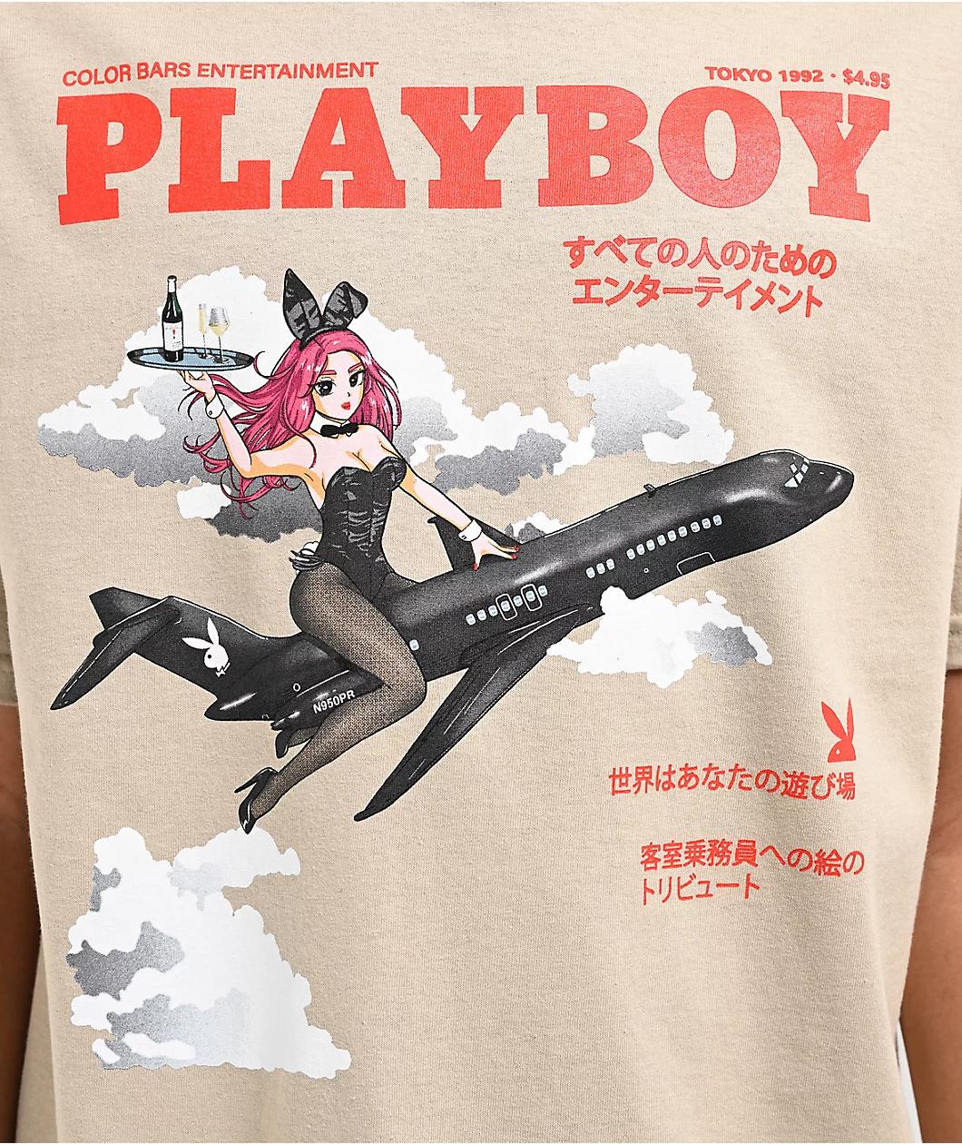 Color Bars x Playboy Take Flight Pastel Brown T-Shirt Product Image