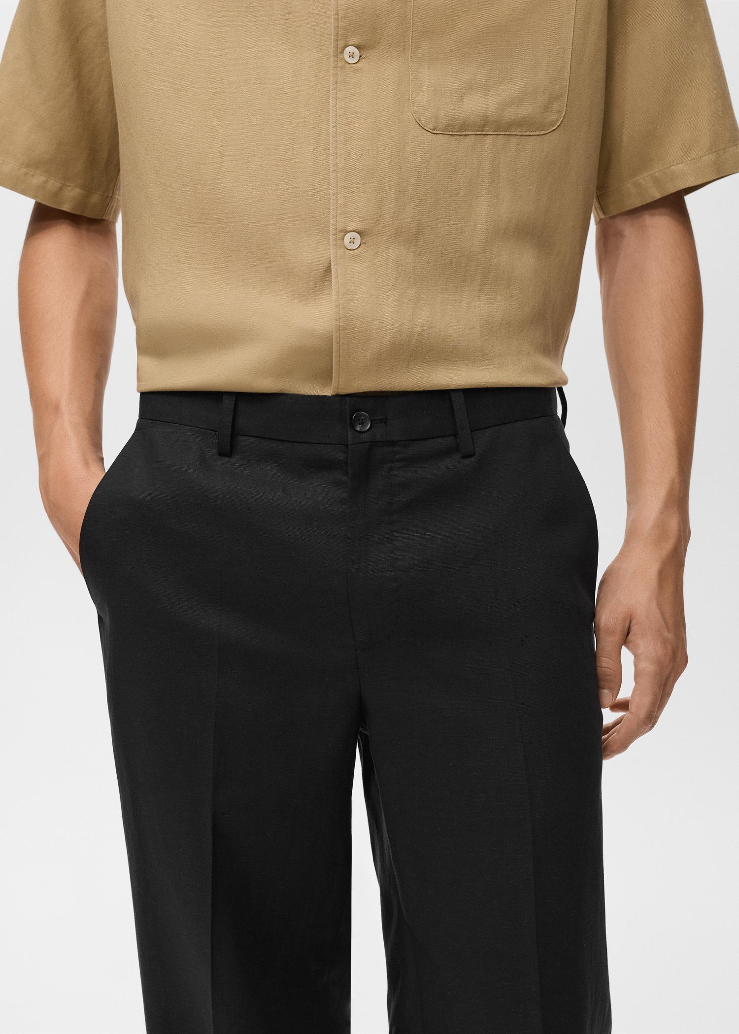 Straight-leg pants in a linen and lyocell blend - Men | MANGO USA Product Image