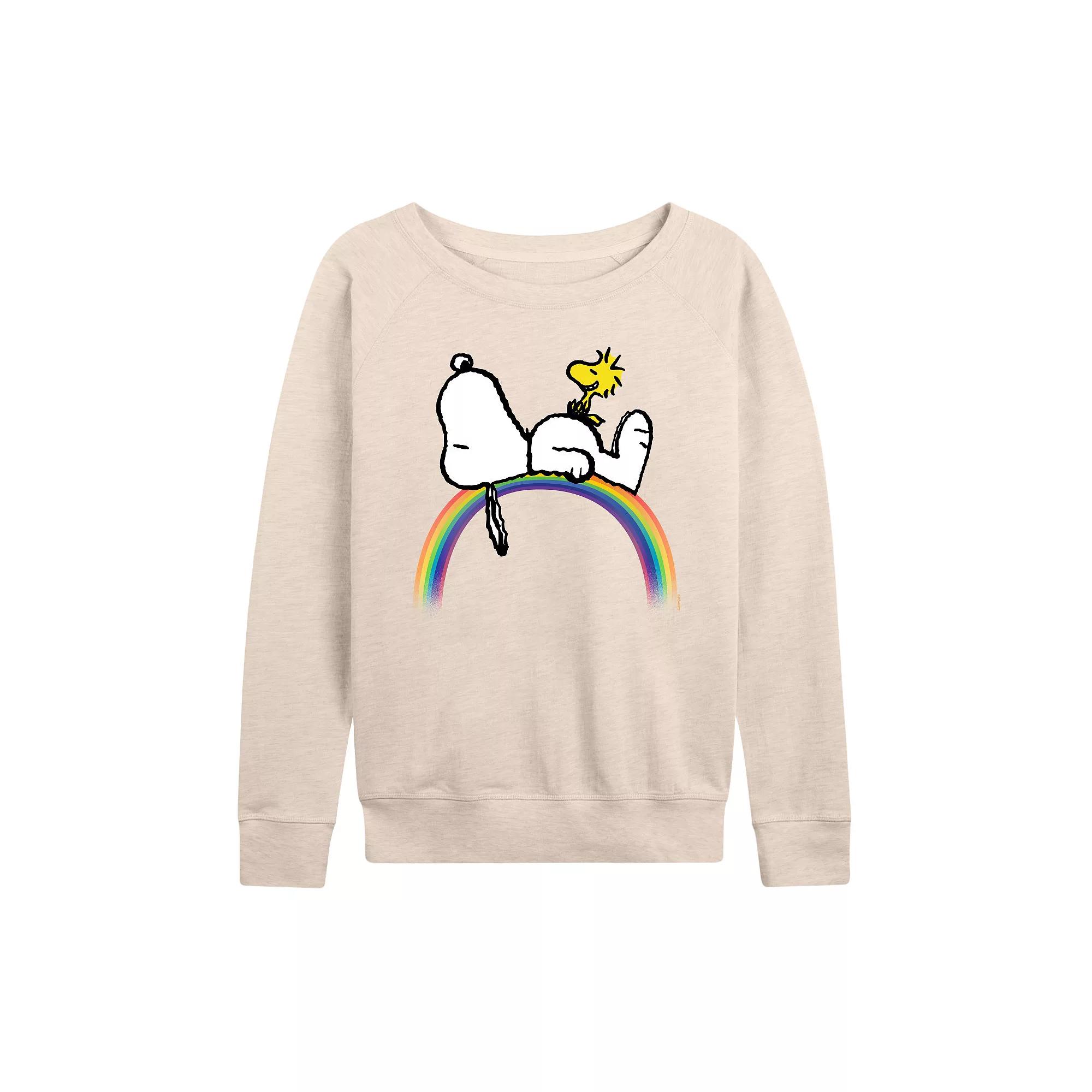 Women's Peanuts Snoopy and Woodstock French Terry Long Sleeve Tee, Girl's,  Product Image