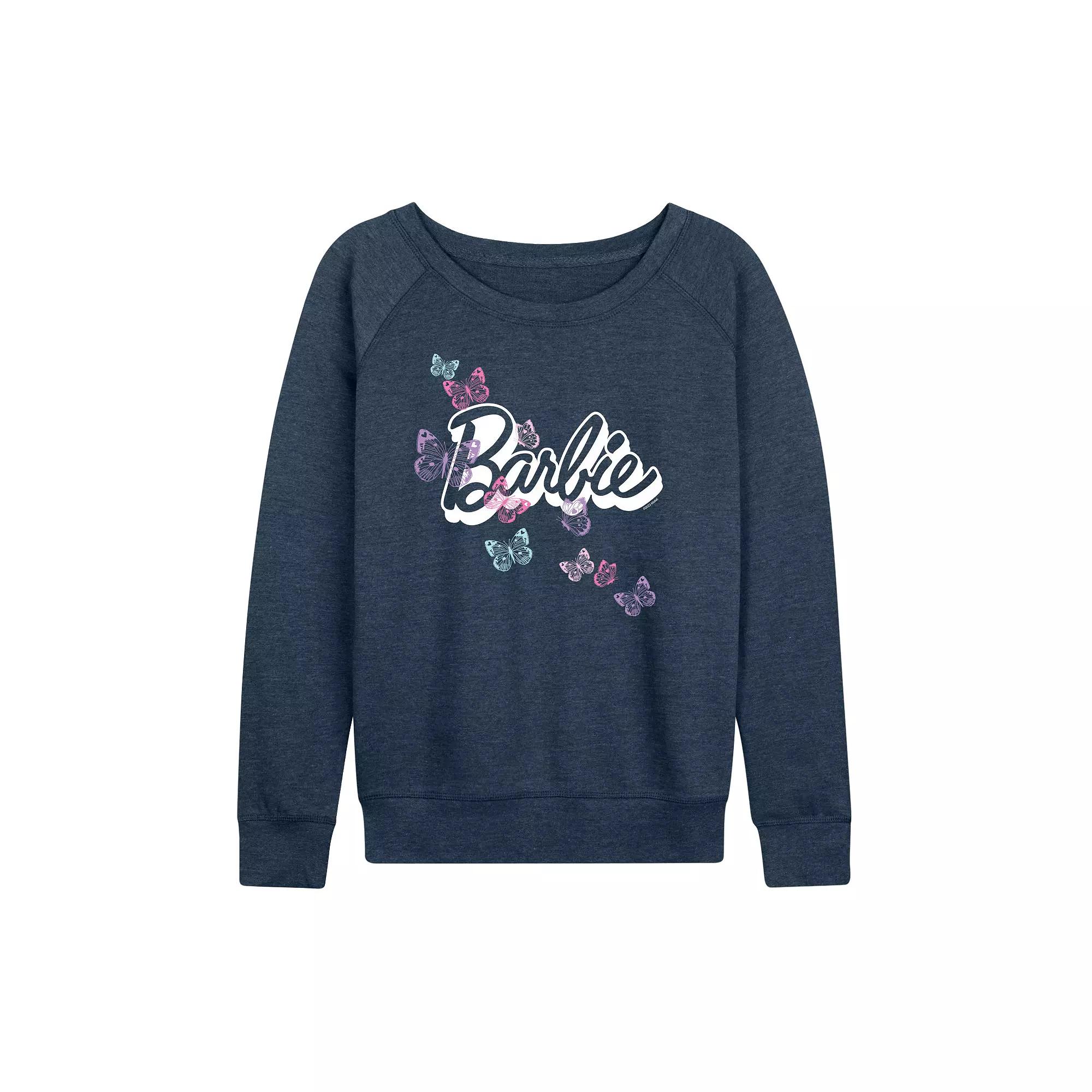 Women's Barbie® Butterfly Logo French Terry Long Sleeve Tee, Girl's,  Product Image
