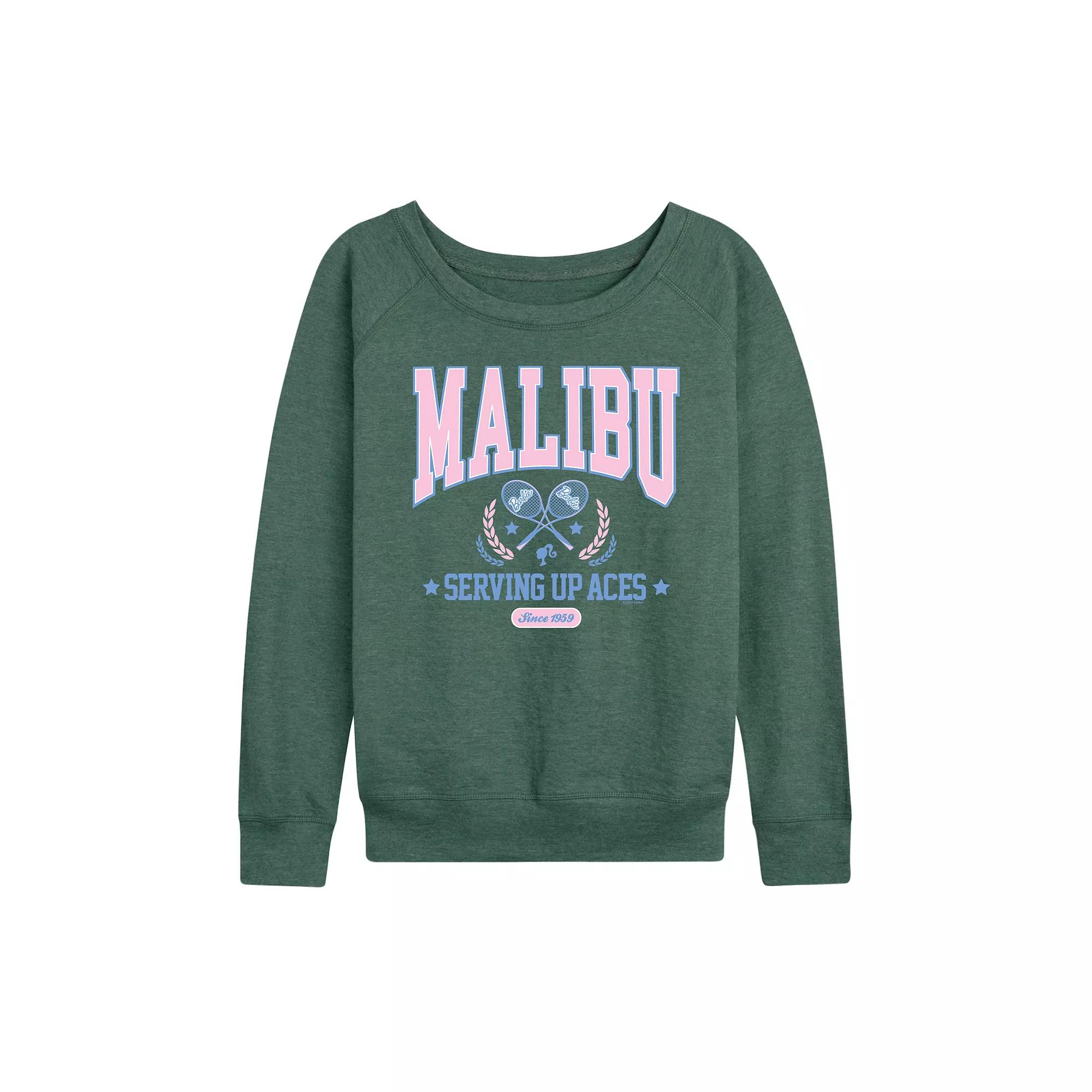 Women's Barbie® Malibu Varsity Graphic French Terry Long Sleeve Tee,  Product Image