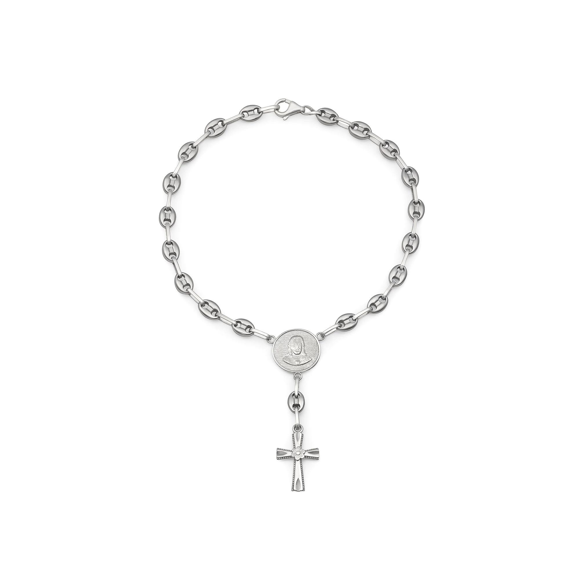 Kristen Kesho Sterling Silver & Stainless Steel Mariner Link Rosary Bracelet, Women's, Size: 7.5" Product Image