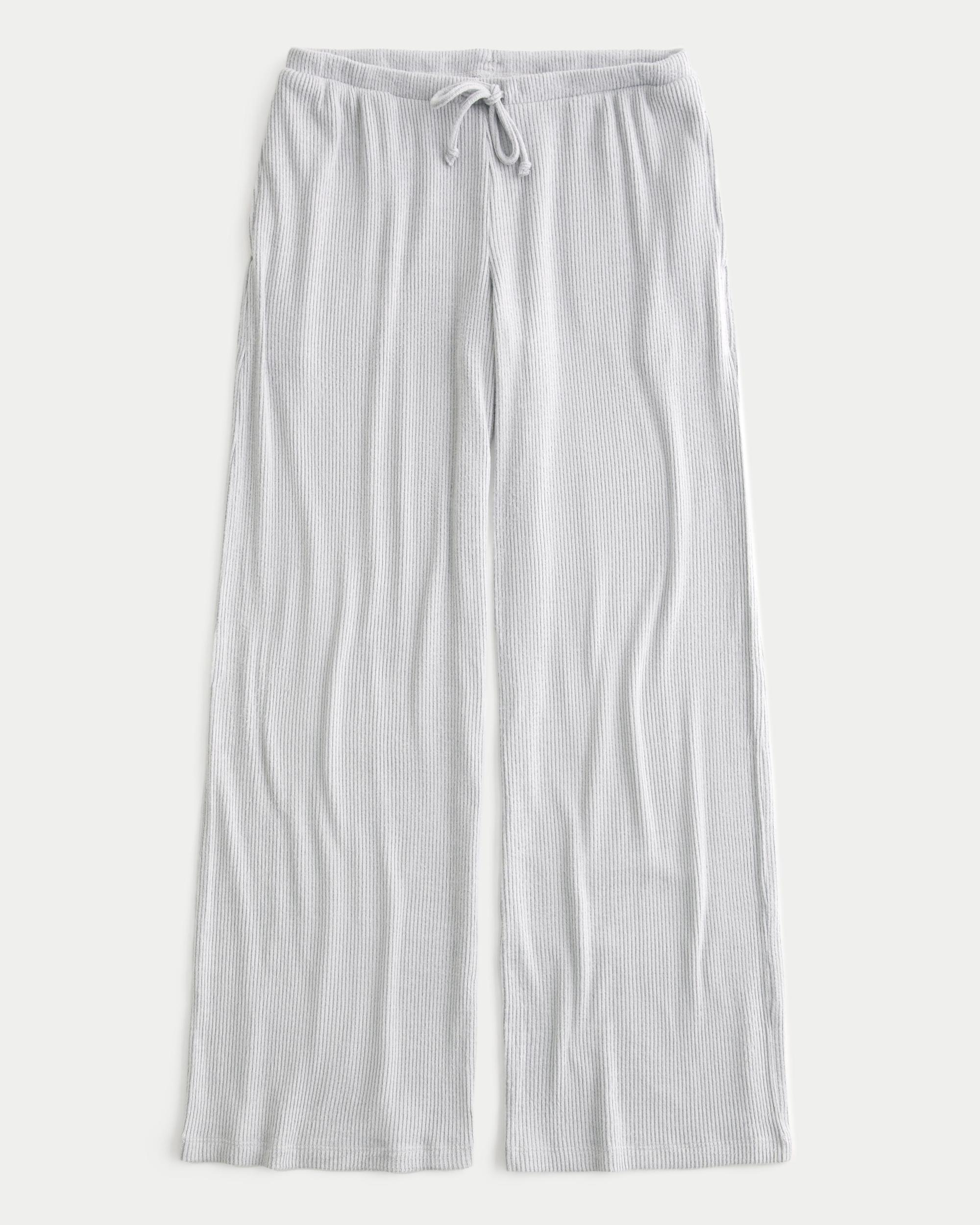 Cozy Ribbed Drawstring Baggy Pants Product Image