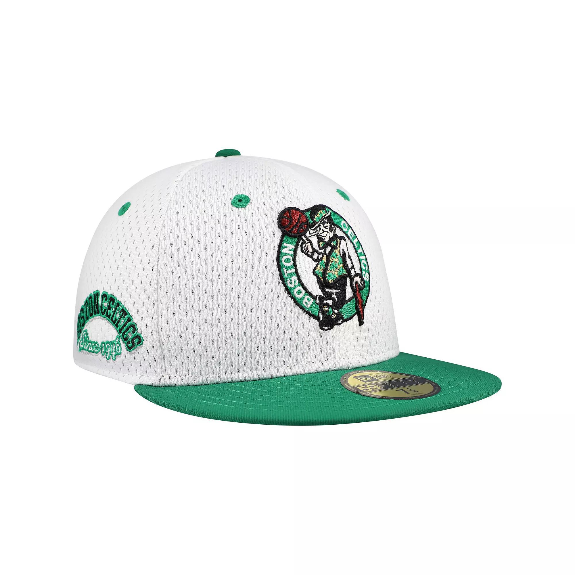 Men's New Era White/Kelly Green Boston Celtics Throwback 2Tone 59FIFTY Fitted Hat, Size: 7 1/4 Product Image